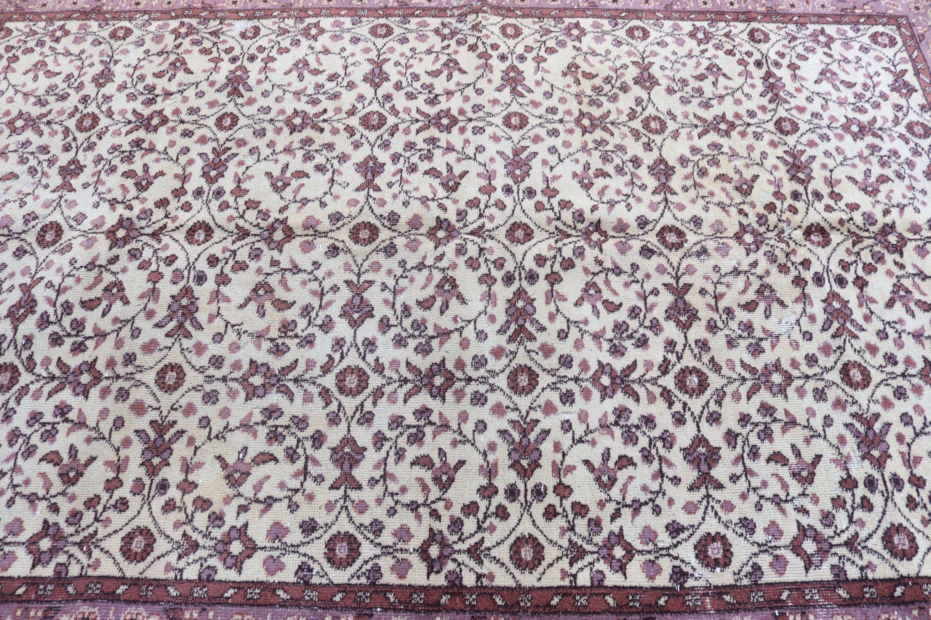 Vintage Rug, Floor Rug, Oushak Rug, Large Boho Rug, Turkish Rug, Rugs for Salon, Salon Rugs, Beige  5.4x8.4 ft Large Rugs