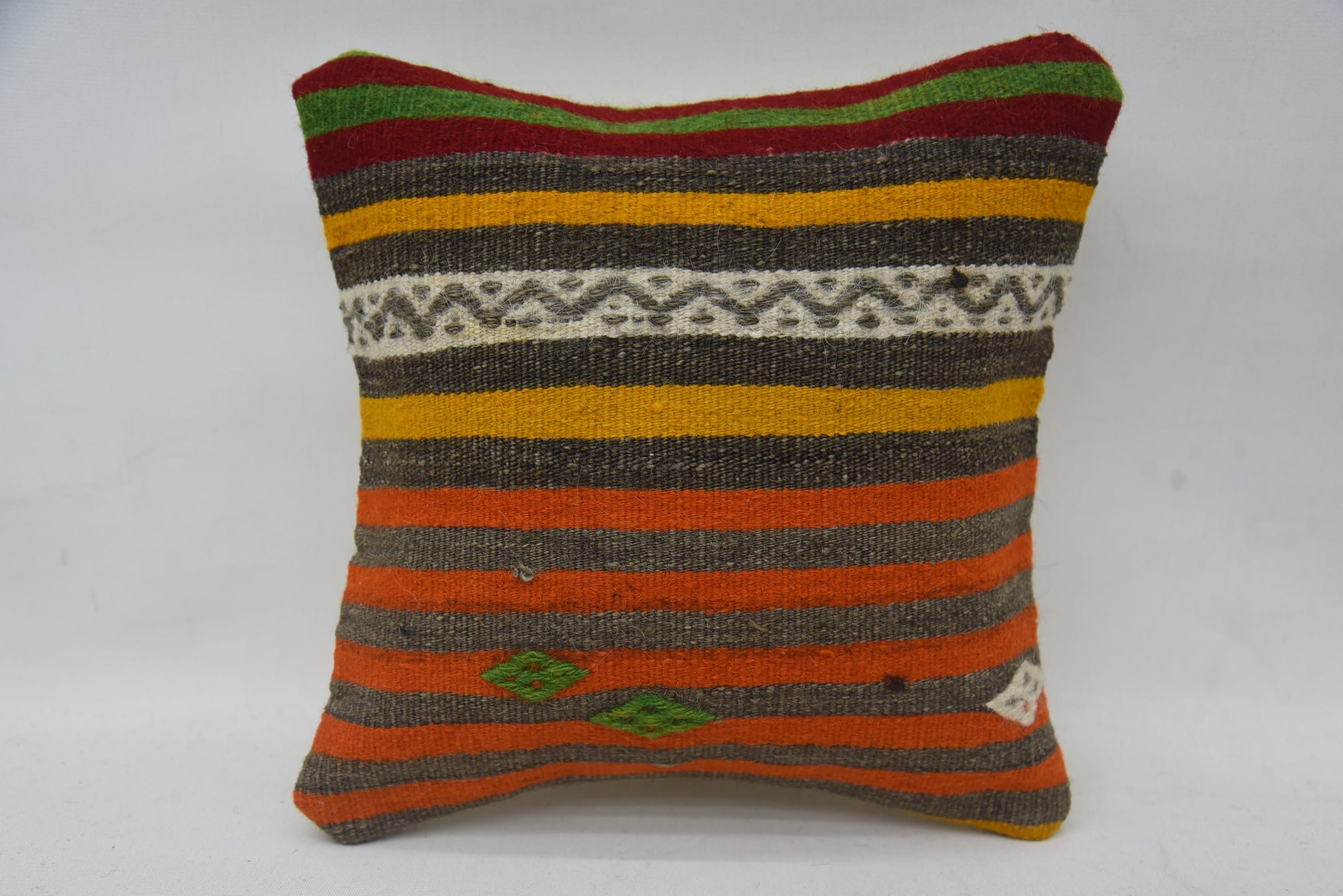 12"x12" Orange Pillow Case, Boho Pillow, Pillow for Sofa, Bench Pillow, Luxury Cushion Case, Pet Pillow Cover, Kilim Pillow