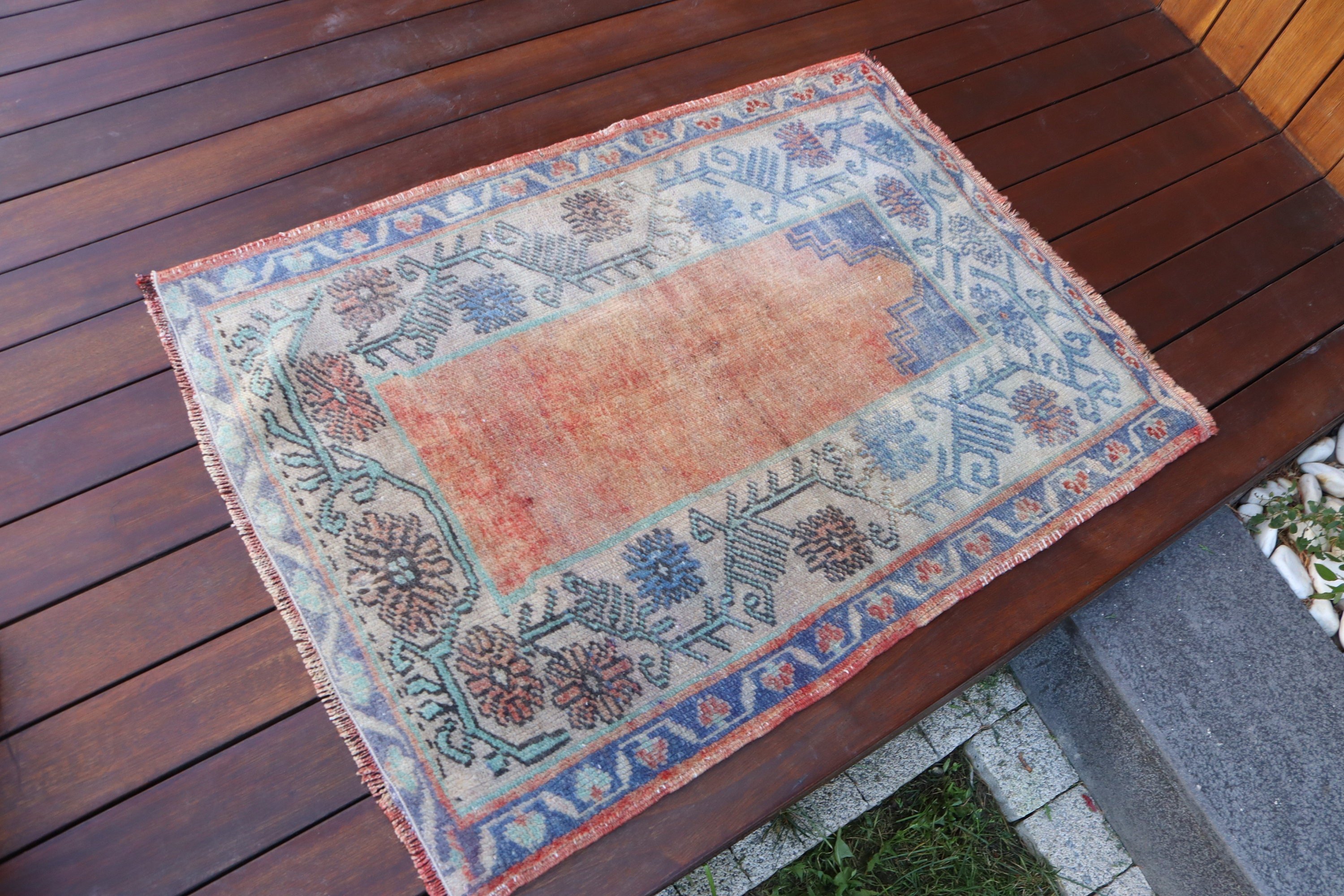 Turkish Rug, Orange Neutral Rug, Bathroom Rug, Vintage Rug, Nursery Rugs, Boho Rugs, 2.3x3.1 ft Small Rugs, Decorative Rug