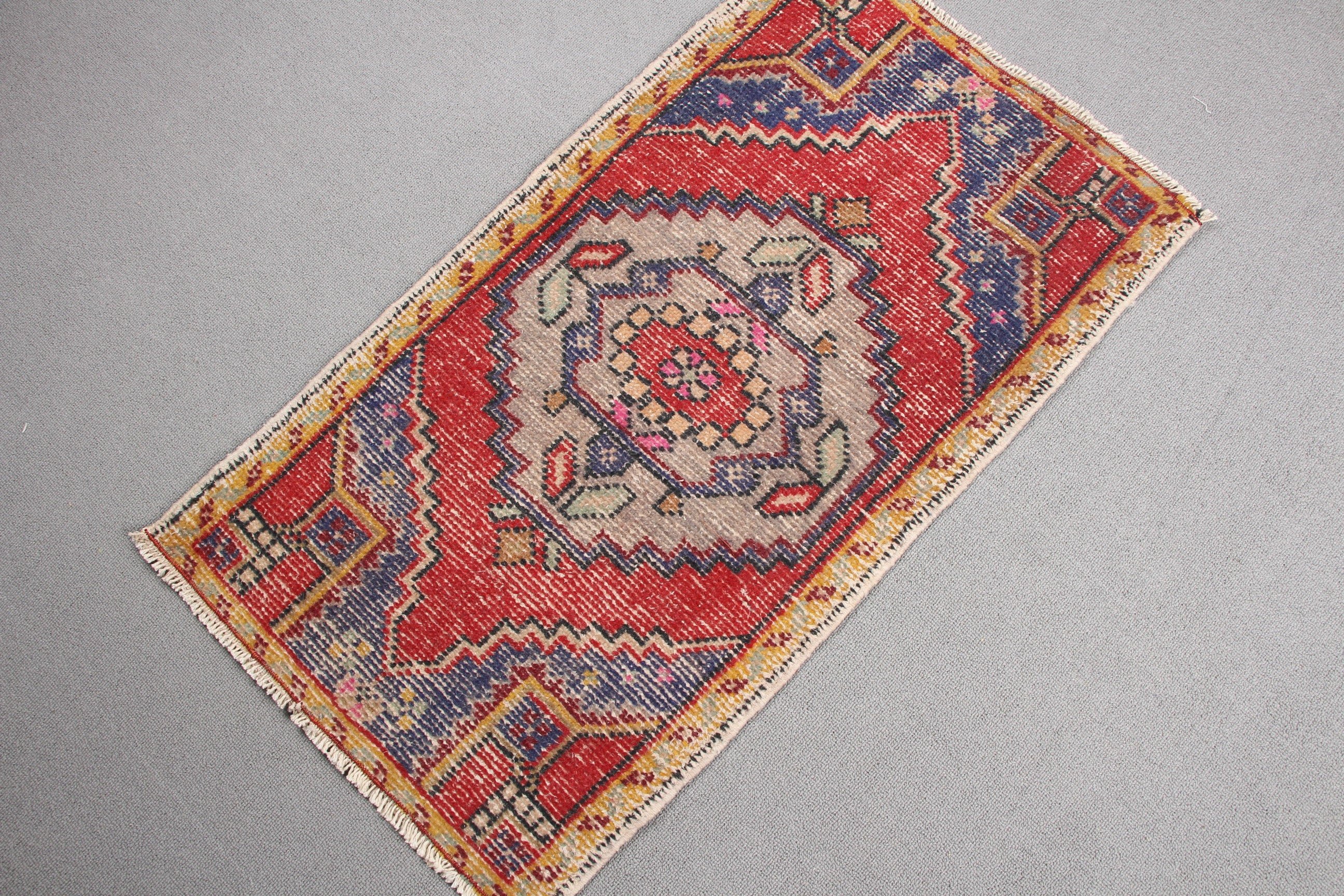 1.6x3 ft Small Rugs, Bath Rug, Rugs for Door Mat, Bedroom Rugs, Turkish Rug, Red Oushak Rug, Floor Rug, Art Rug, Vintage Rug, Nursery Rug