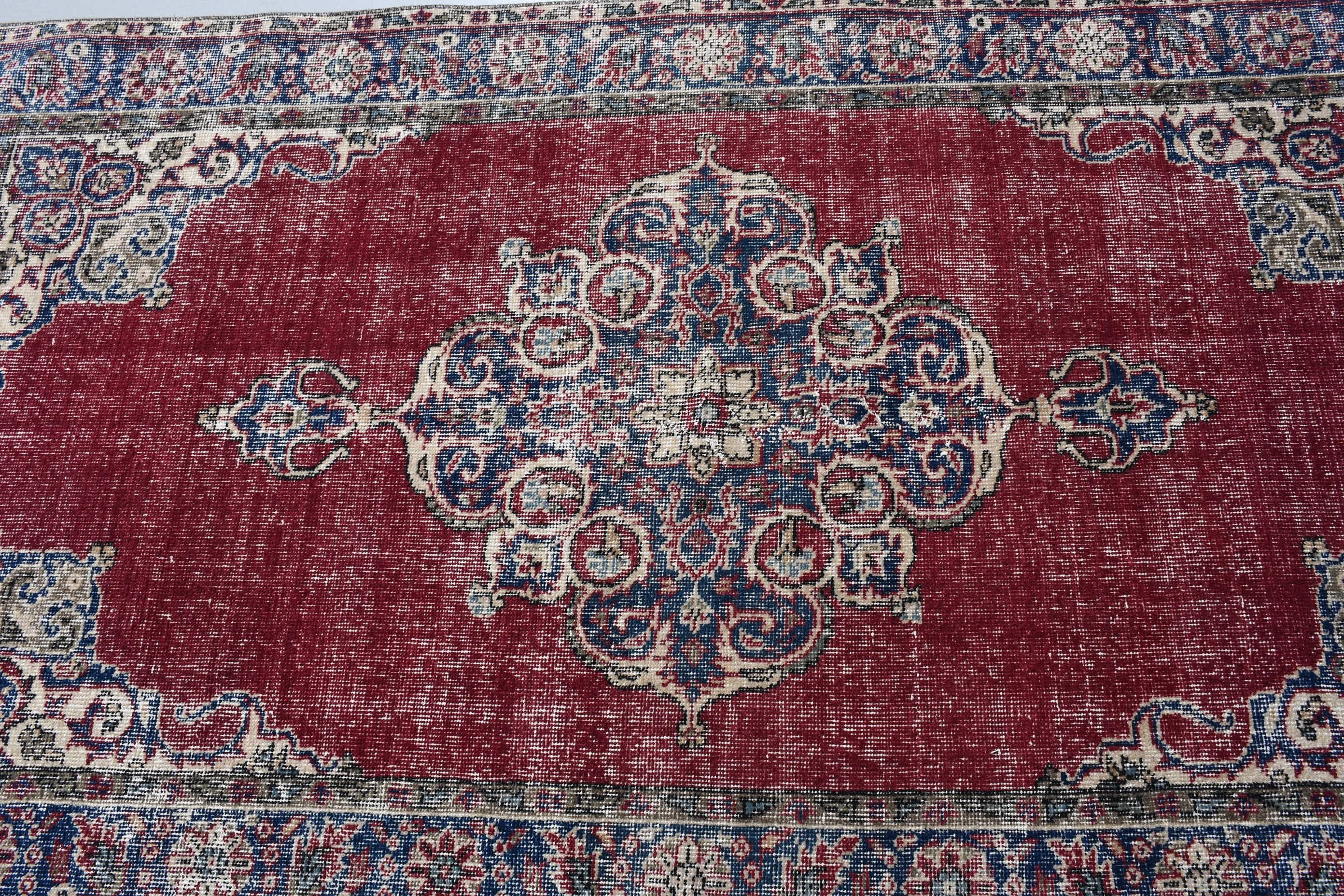 Yer Halıları, Kırmızı Fas Halıları, Vintage Halı, Anadolu Halısı, Mutfak Halısı, Fas Halısı, 3,7x6,8 ft Alan Halıları, Türk Halıları, Yer Halısı