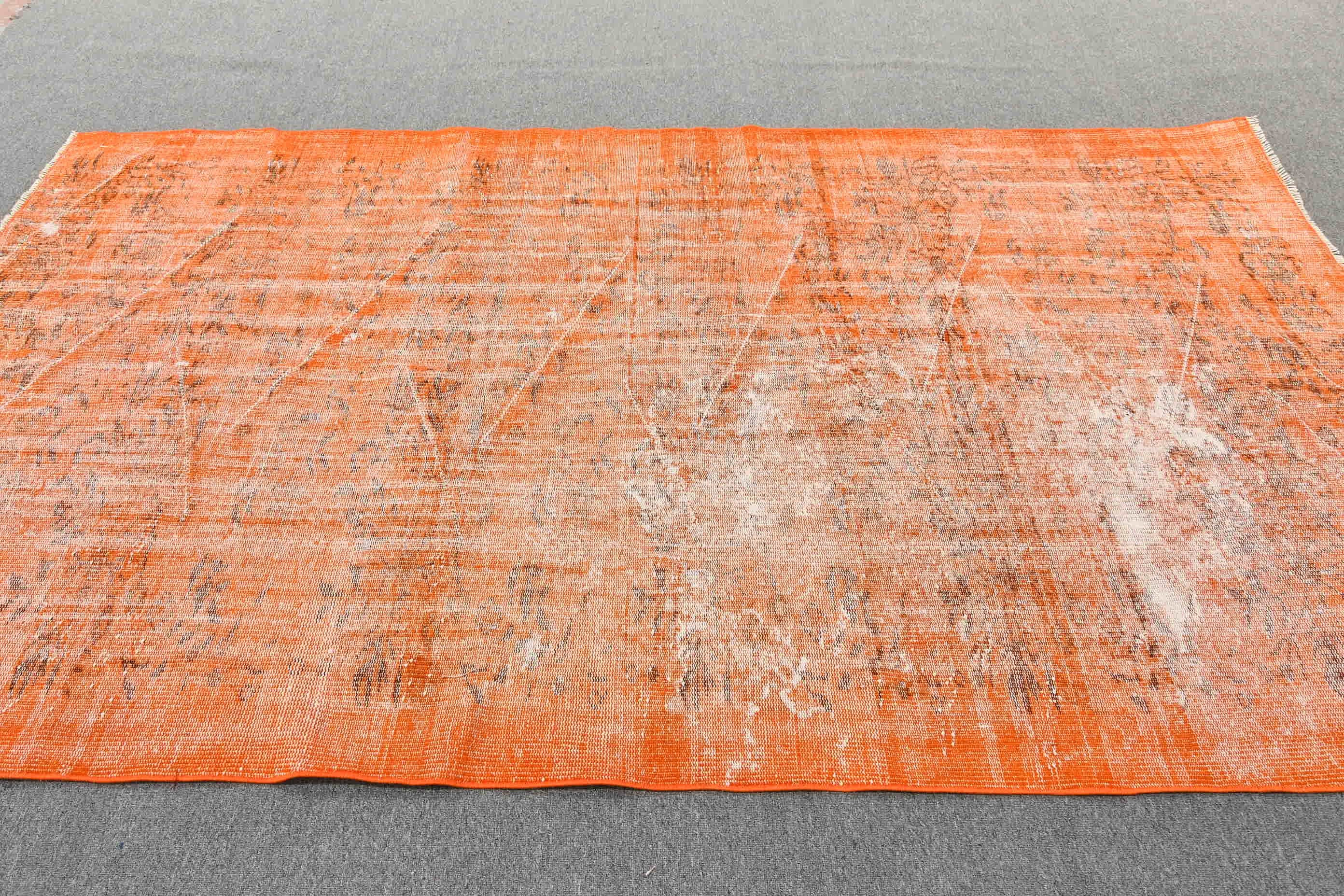 Rugs for Salon, Moroccan Rug, Orange Wool Rug, 5.4x9.2 ft Large Rugs, Salon Rug, Turkish Rug, Vintage Rug, Living Room Rug, Antique Rugs