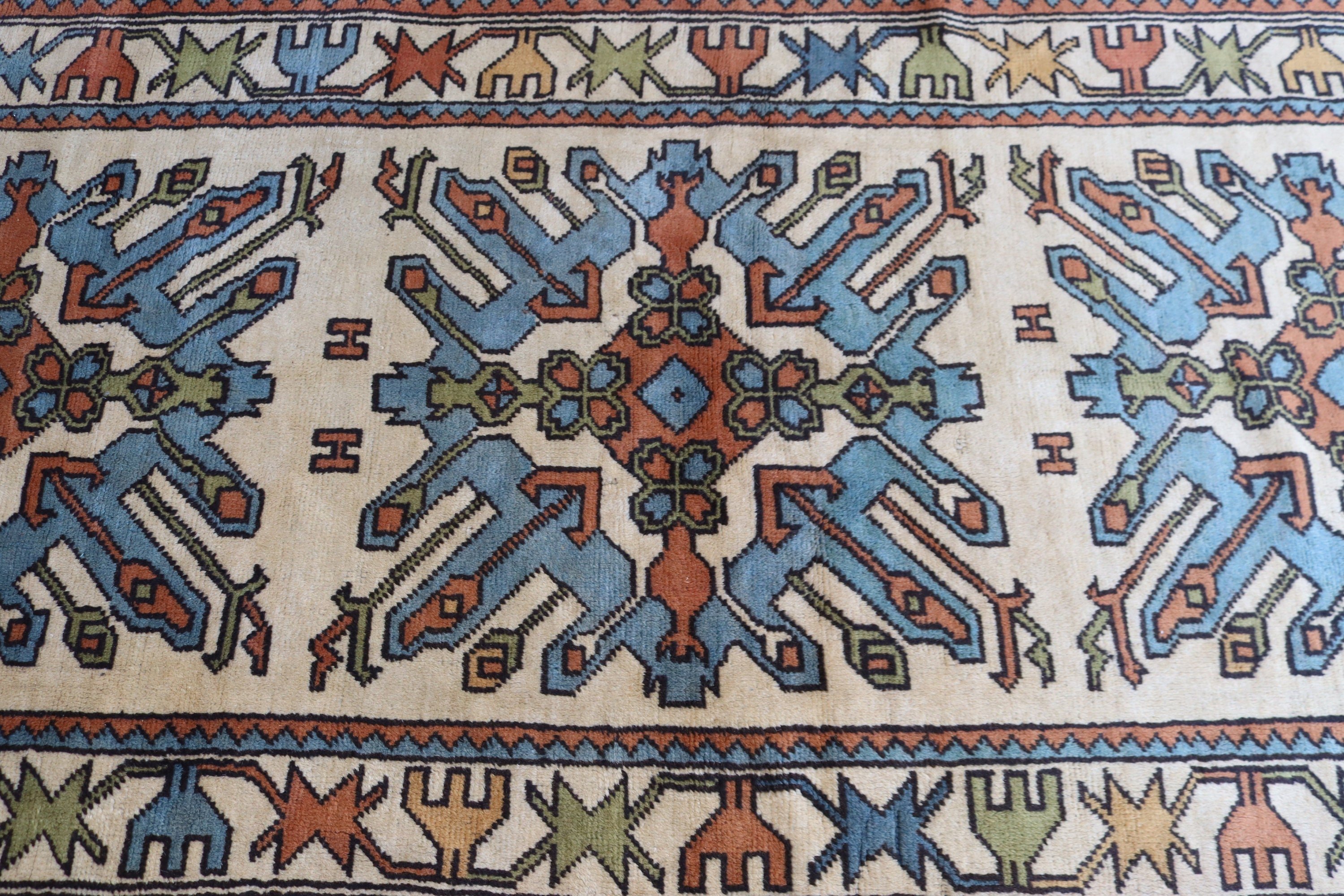 Vintage Halı, 3,7x8,4 ft Alan Halısı, Açıklama Halısı, Bej Nötr Halılar, Türk Halıları, Alan Halıları, Boho Alan Halısı, Soğuk Halılar, İç Mekan Halısı