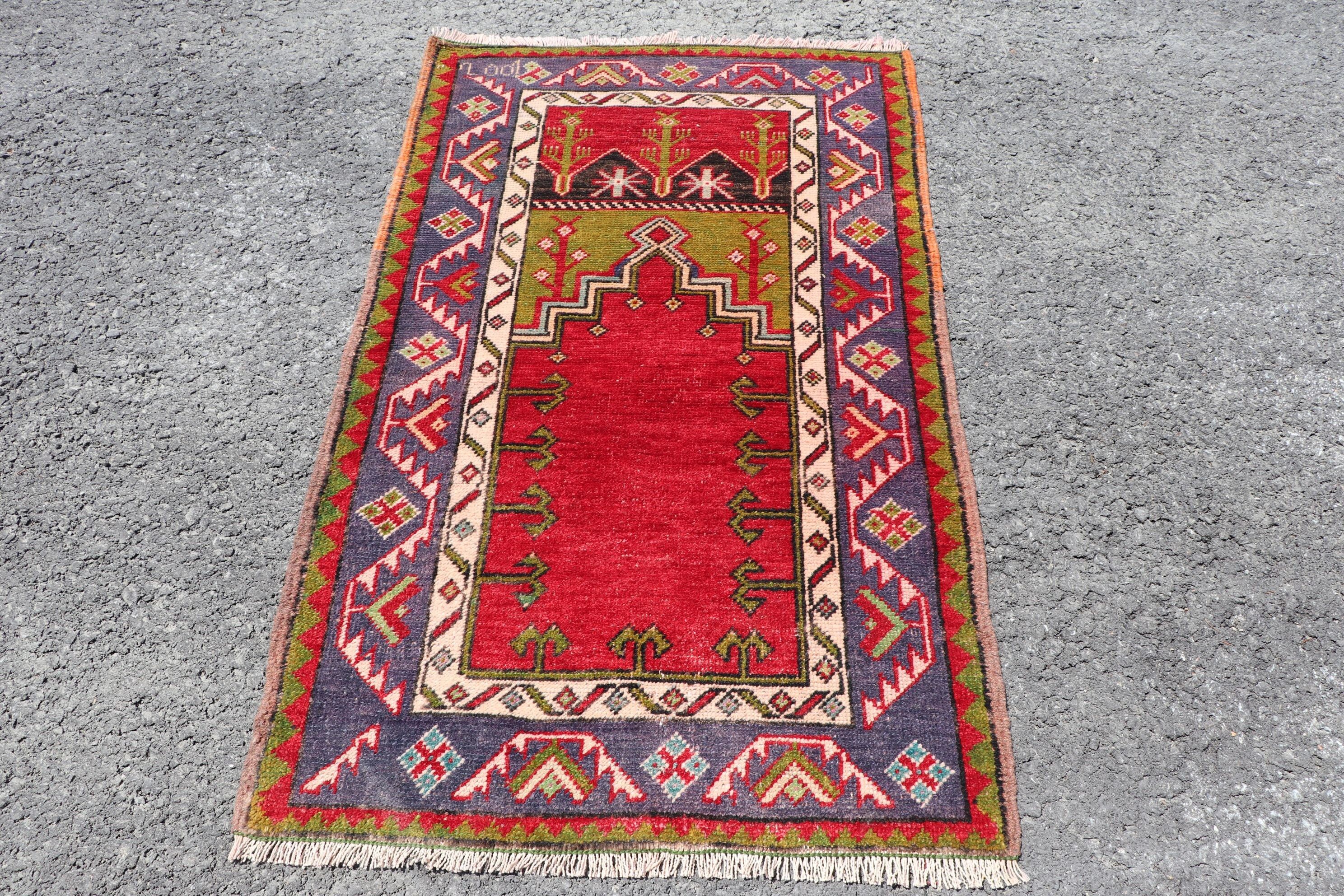 Floor Rugs, Entry Rug, Red Anatolian Rugs, Kitchen Rugs, Vintage Rugs, Cute Rug, Anatolian Rugs, Kilim, 2.3x3.8 ft Small Rugs, Turkish Rugs