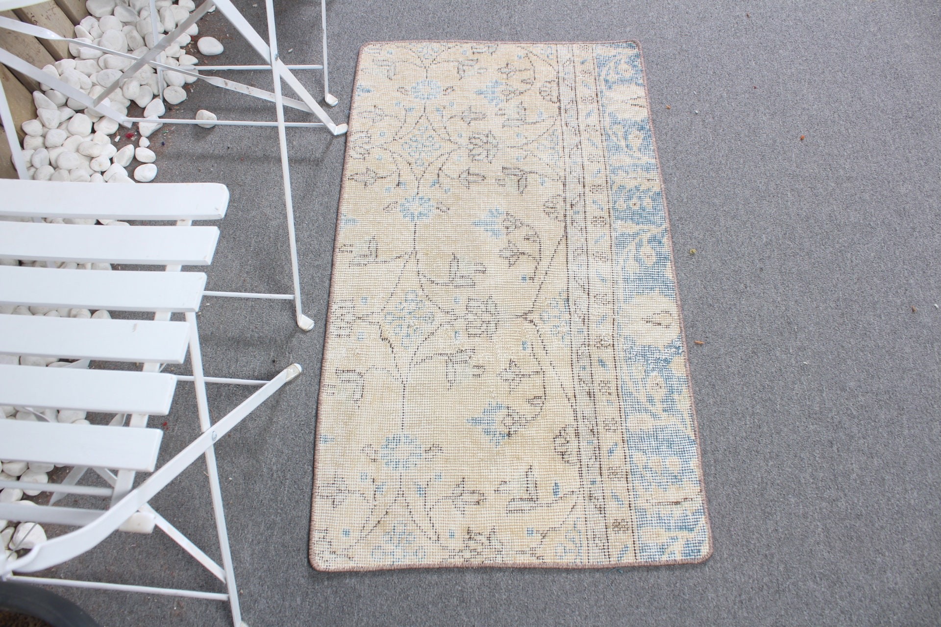 Vintage Halı, 2x3.6 ft Küçük Halı, Türk Halıları, Mutfak Halısı, Mutfak Halıları, Yatak Odası Halıları, Banyo Halıları, Soluk Halılar, Bej Anadolu Halısı