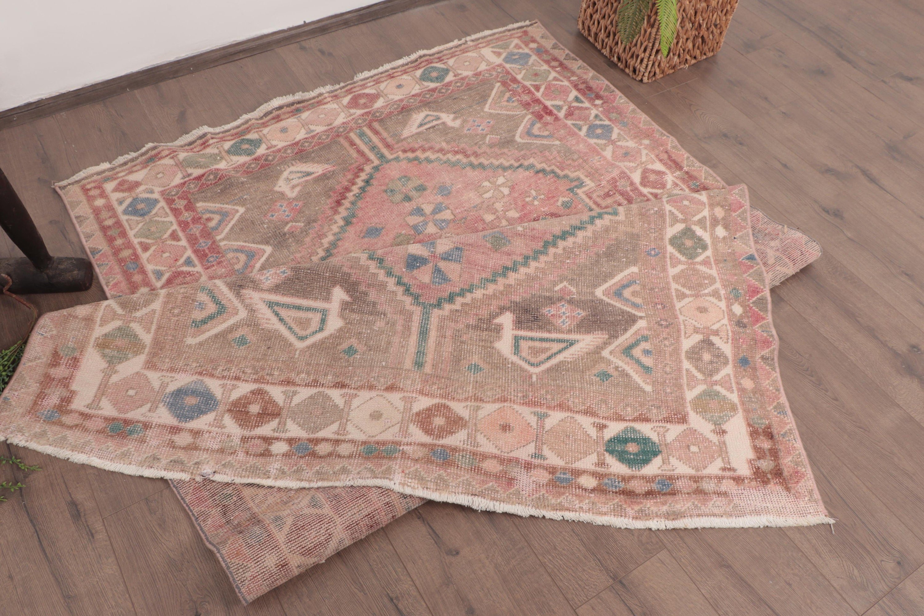 Türk Halısı, Mutfak Halısı, 4,8x7 ft Alan Halıları, Vintage Halılar, Pembe Oryantal Halı, İç Mekan Halıları, Boho Alan Halıları, Boho Halı