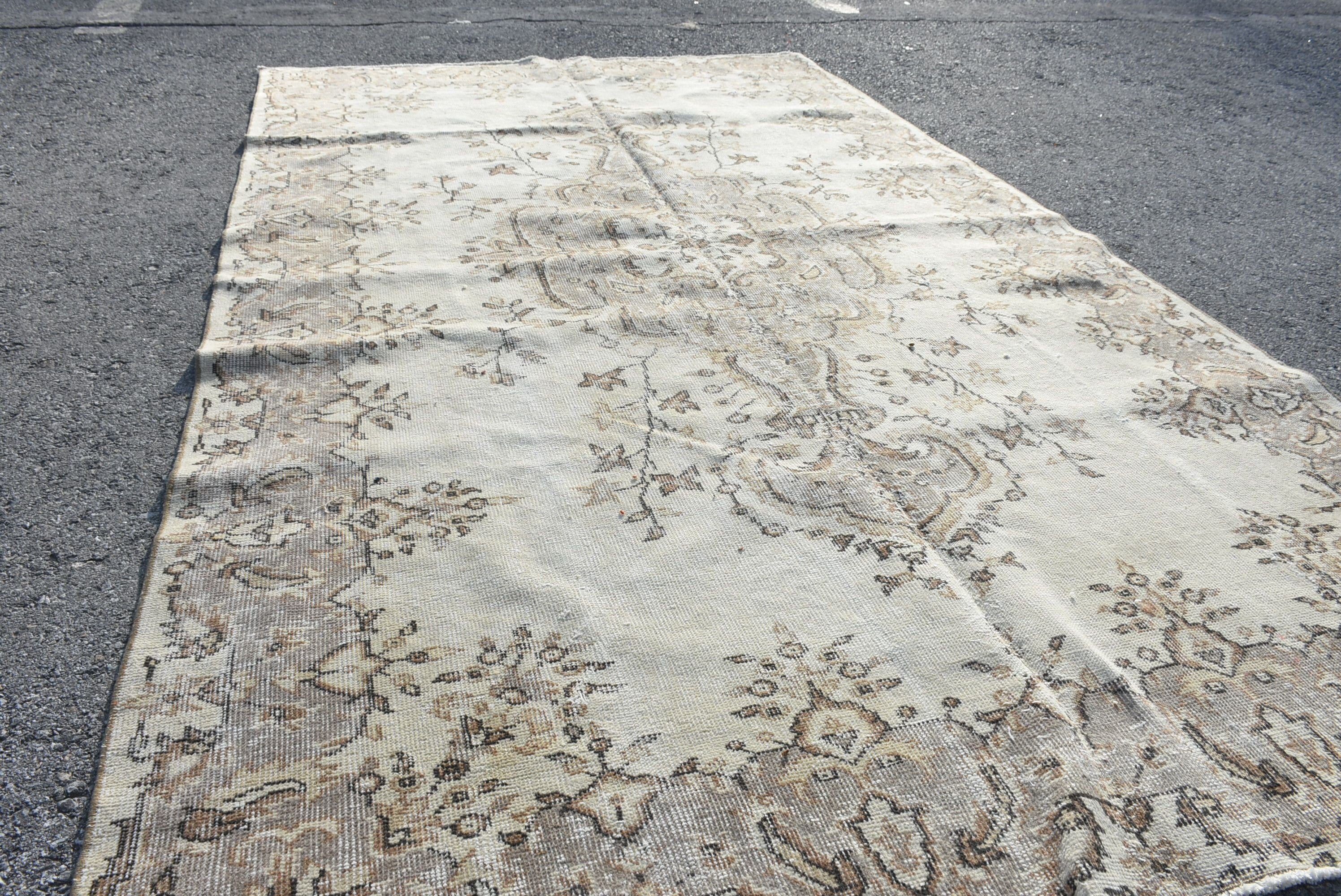 Living Room Rug, Vintage Rug, Rugs for Bedroom, Oushak Rug, Cool Rugs, Salon Rug, Turkish Rug, 5.2x9.4 ft Large Rugs, Beige Oriental Rug