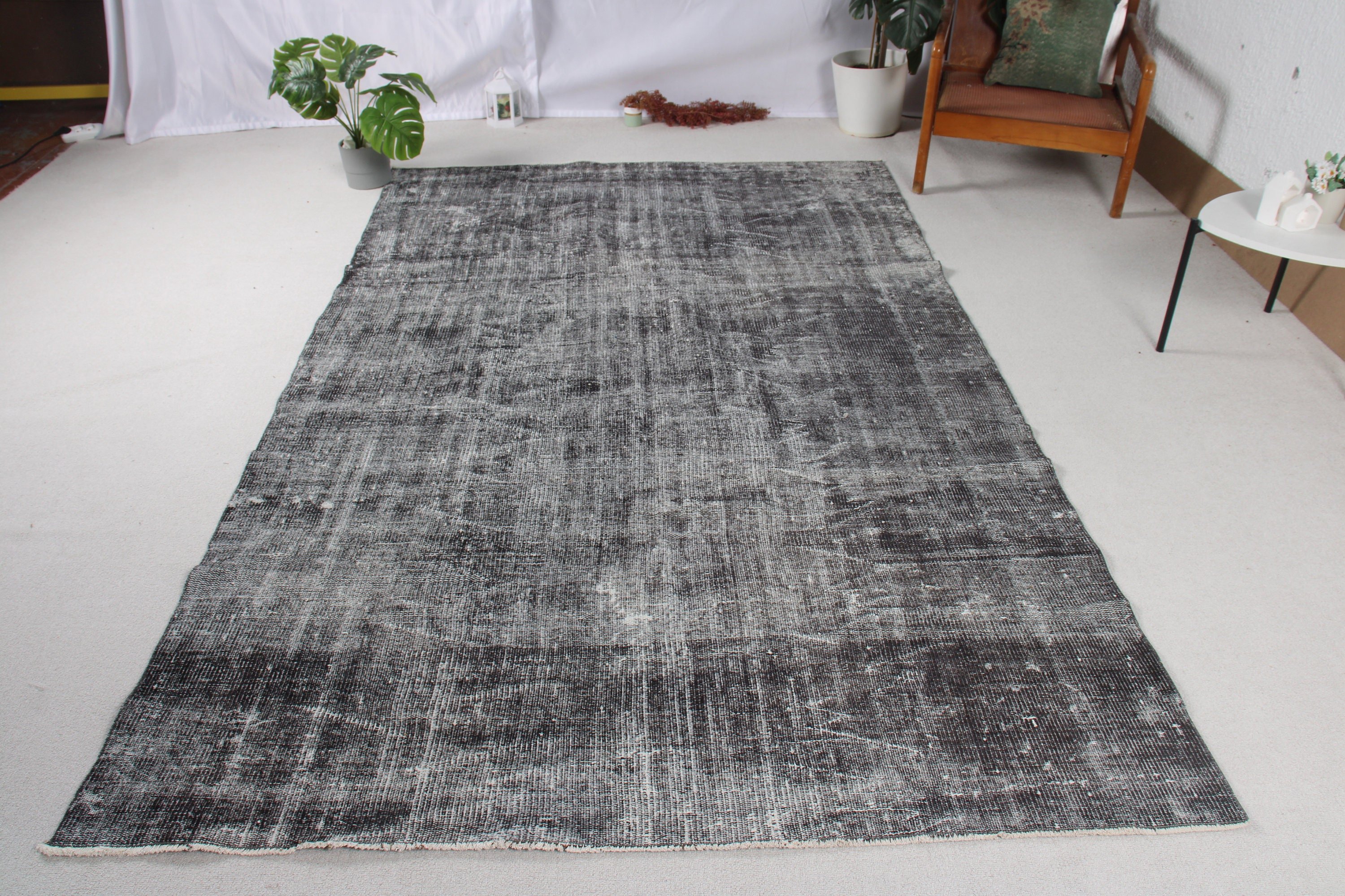 Dining Room Rug, 5.6x9 ft Large Rug, Flatweave Rugs, Turkish Rug, Oriental Rugs, Large Vintage Rugs, Black Home Decor Rug, Vintage Rug