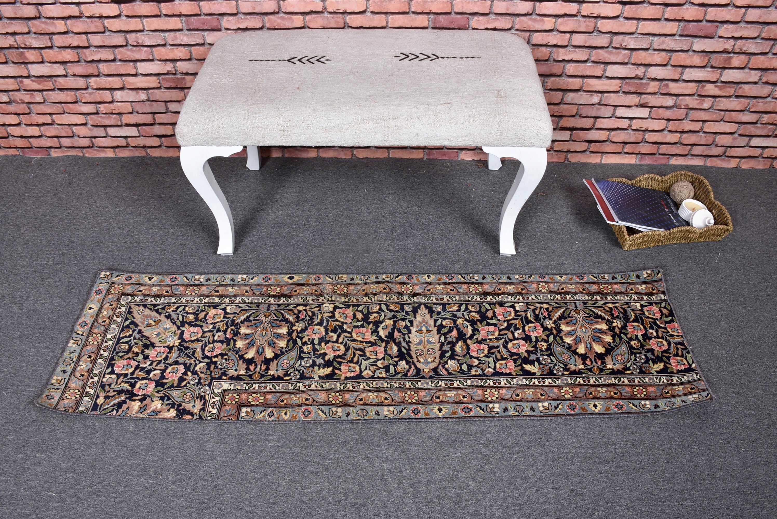 Beni Ourain Runner Halı, Mutfak Halısı, Mavi Yer Halıları, Yatak Odası Halıları, Türk Halıları, Anadolu Halısı, Vintage Halılar, 1.5x5.3 ft Runner Halıları