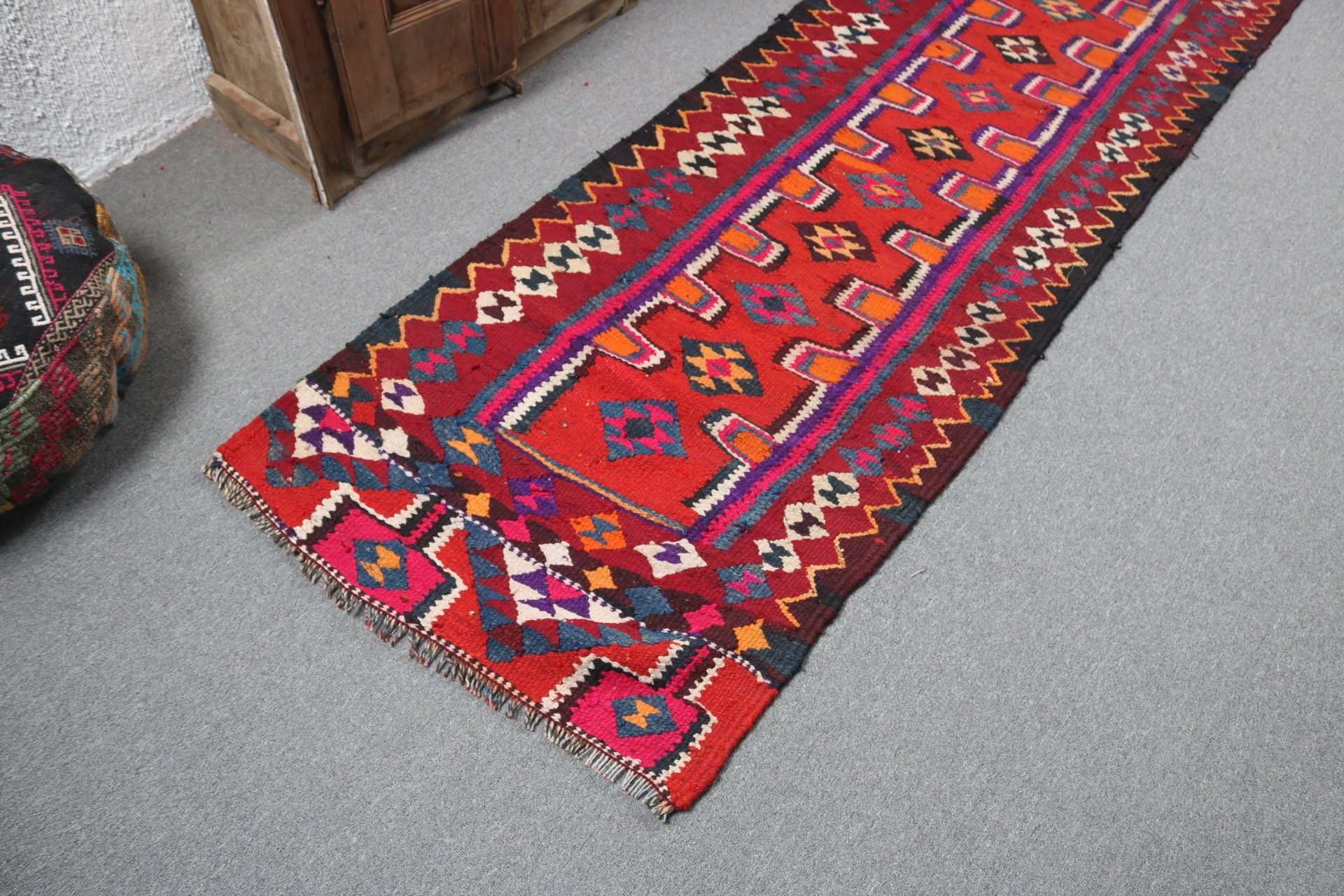 Vintage Halı, Türk Halıları, Mutfak Halıları, El Dokuma Halıları, Vintage Runner Halısı, Mor Boho Halısı, Yer Halısı, 2.8x8.9 ft Runner Halısı, Lüks Halılar