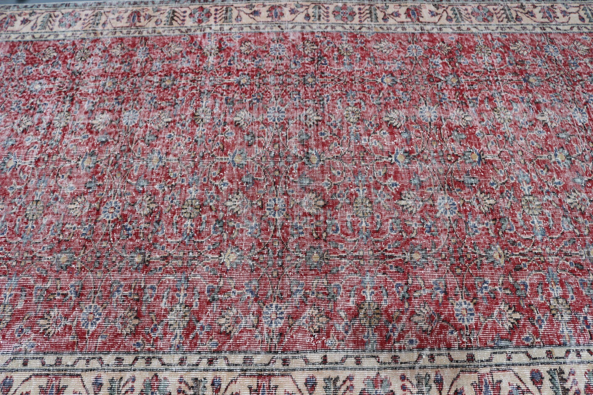 Oushak Rug, Red Anatolian Rug, Bedroom Rugs, Vintage Rug, 5.5x9.5 ft Large Rug, Dorm Rug, Turkish Rugs, Salon Rugs, Living Room Rug