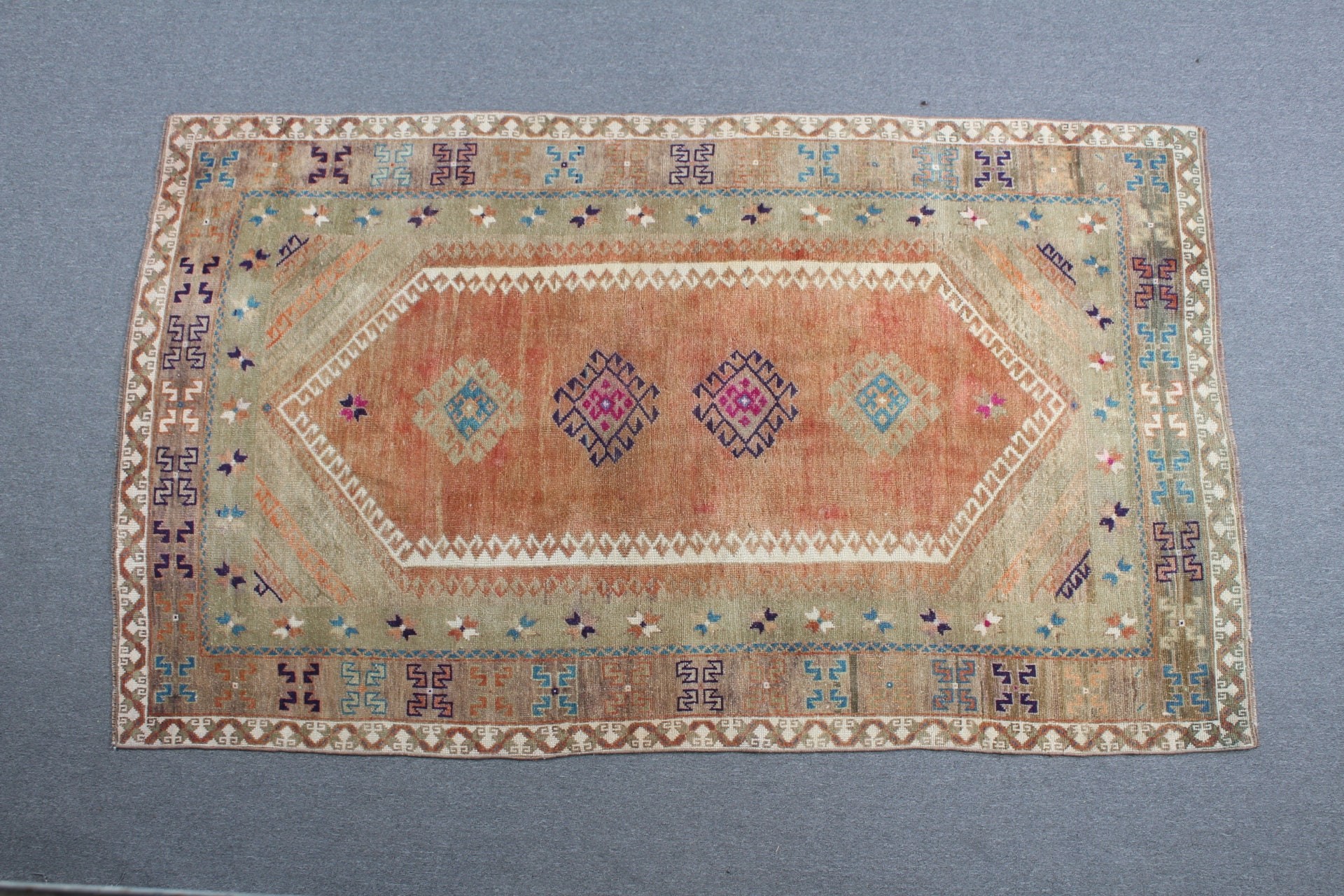 Oushak Rug, Nursery Rug, Natural Rugs, Orange  4.7x7.9 ft Area Rug, Dining Room Rugs, Turkish Rug, Vintage Rug