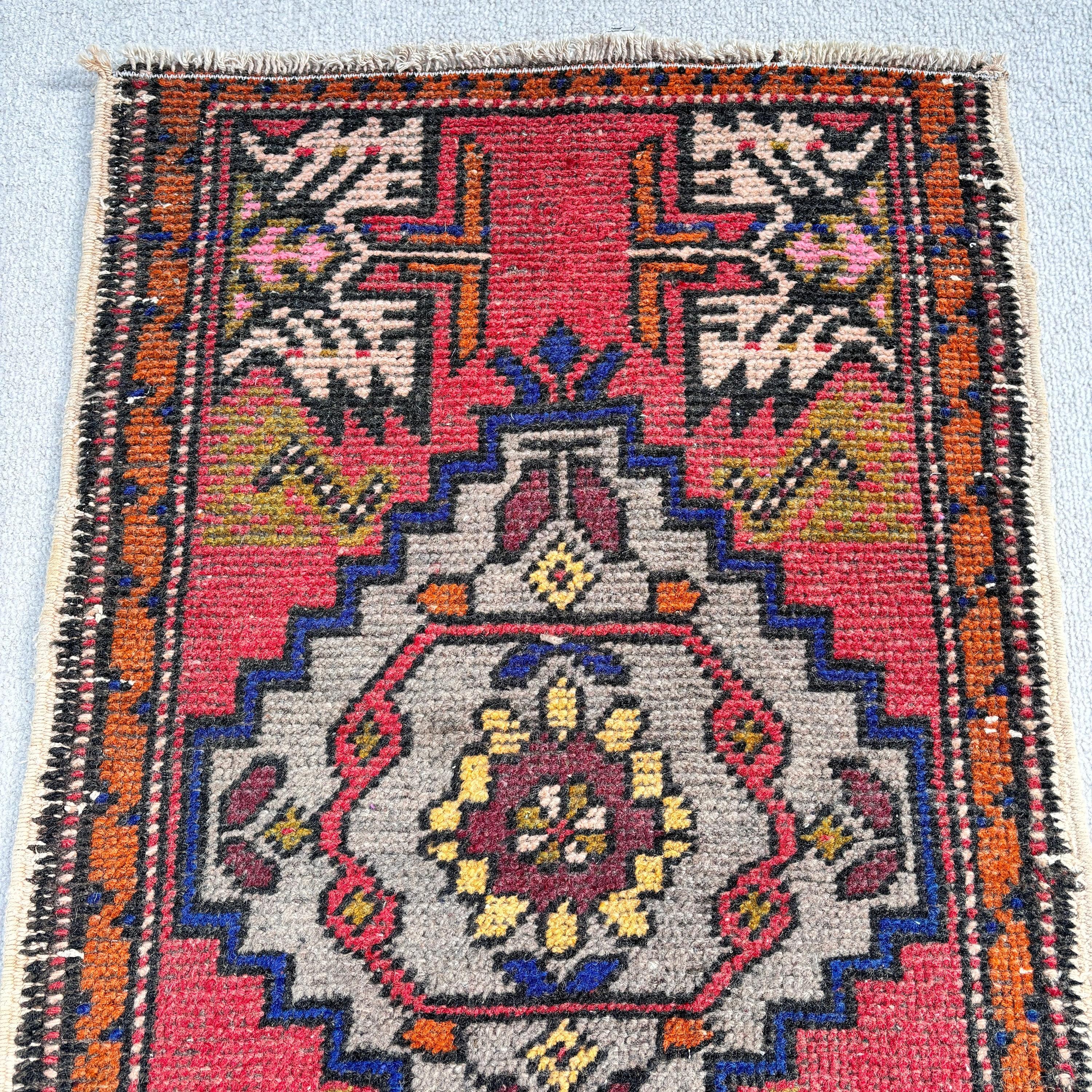 Kırmızı Fas Halıları, Vintage Halı, Küçük Alan Halıları, El Dokuma Halı, Banyo Halısı, Türk Halıları, Yer Halısı, Dış Mekan Halısı, 1.7x3 ft Küçük Halı