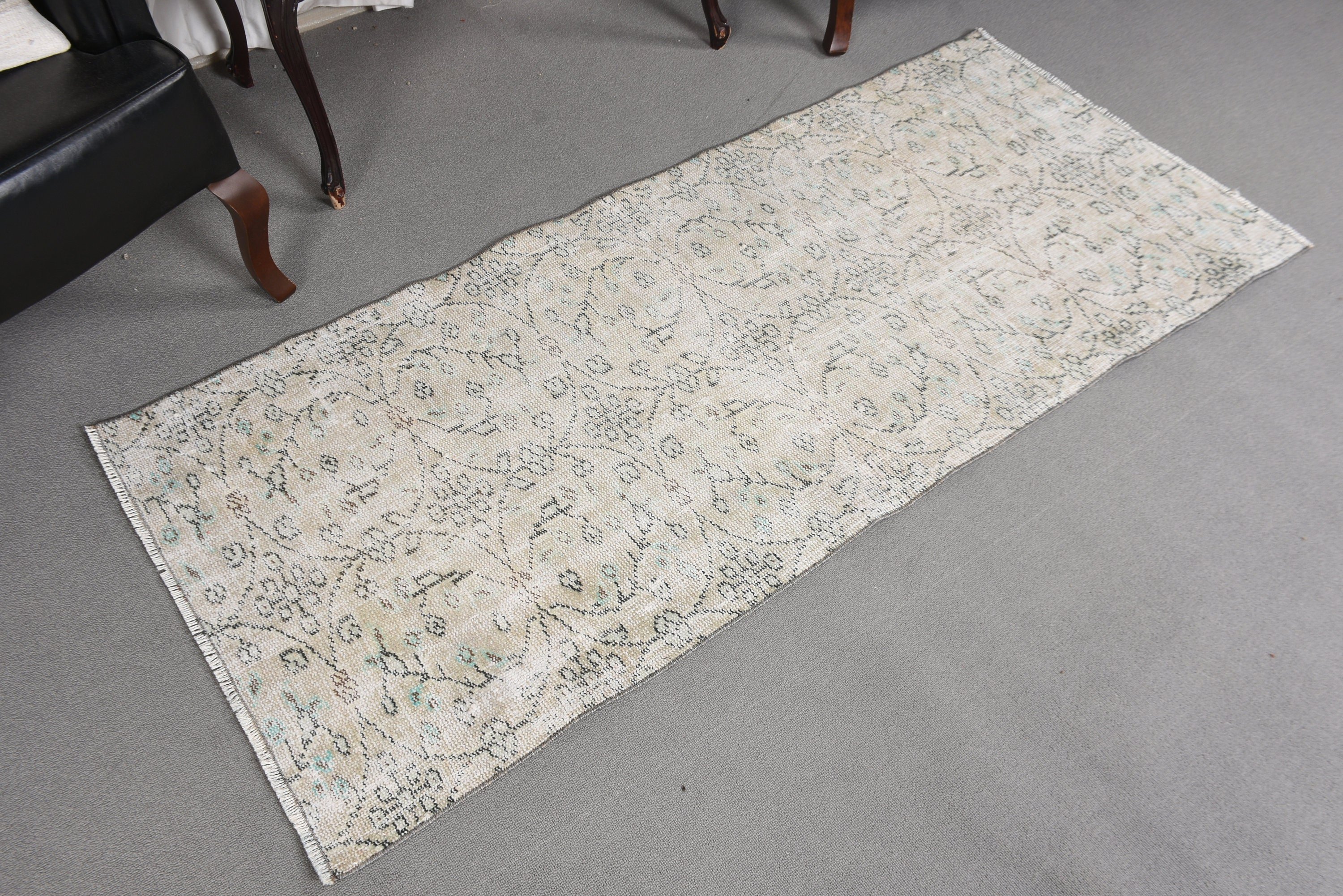 2.6x5.9 ft Accent Halı, Yün Halı, Bej El Dokuma Halılar, Türk Halısı, Vintage Accent Halı, Yatak Odası Halıları, Vintage Halı, Dekoratif Halılar