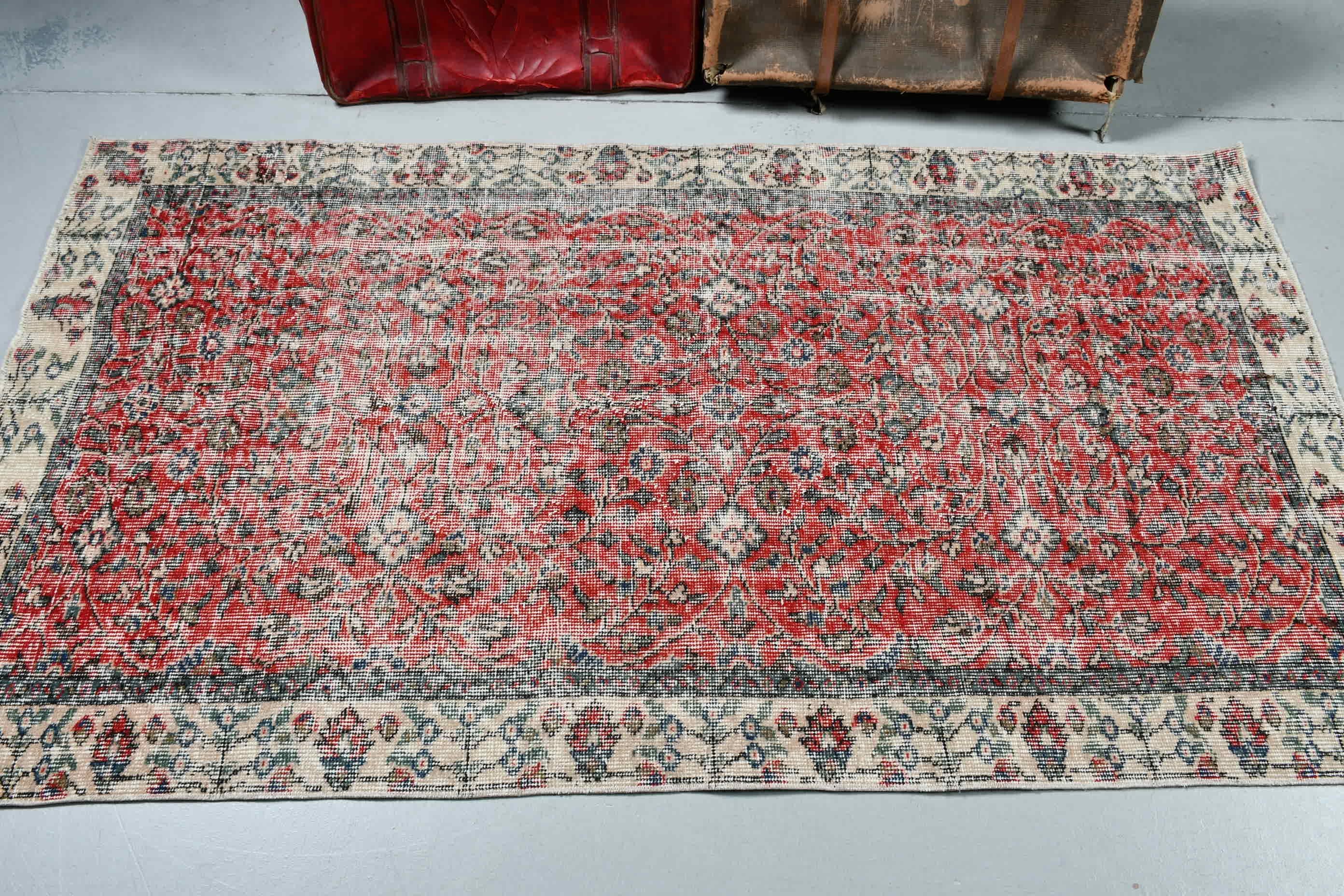 Vintage Halılar, 3,5x6,4 ft Aksan Halıları, Mutfak Halısı, Tasarımcı Halıları, Giriş Halısı, Türk Halısı, Kırmızı Oryantal Halı, Anadolu Halıları