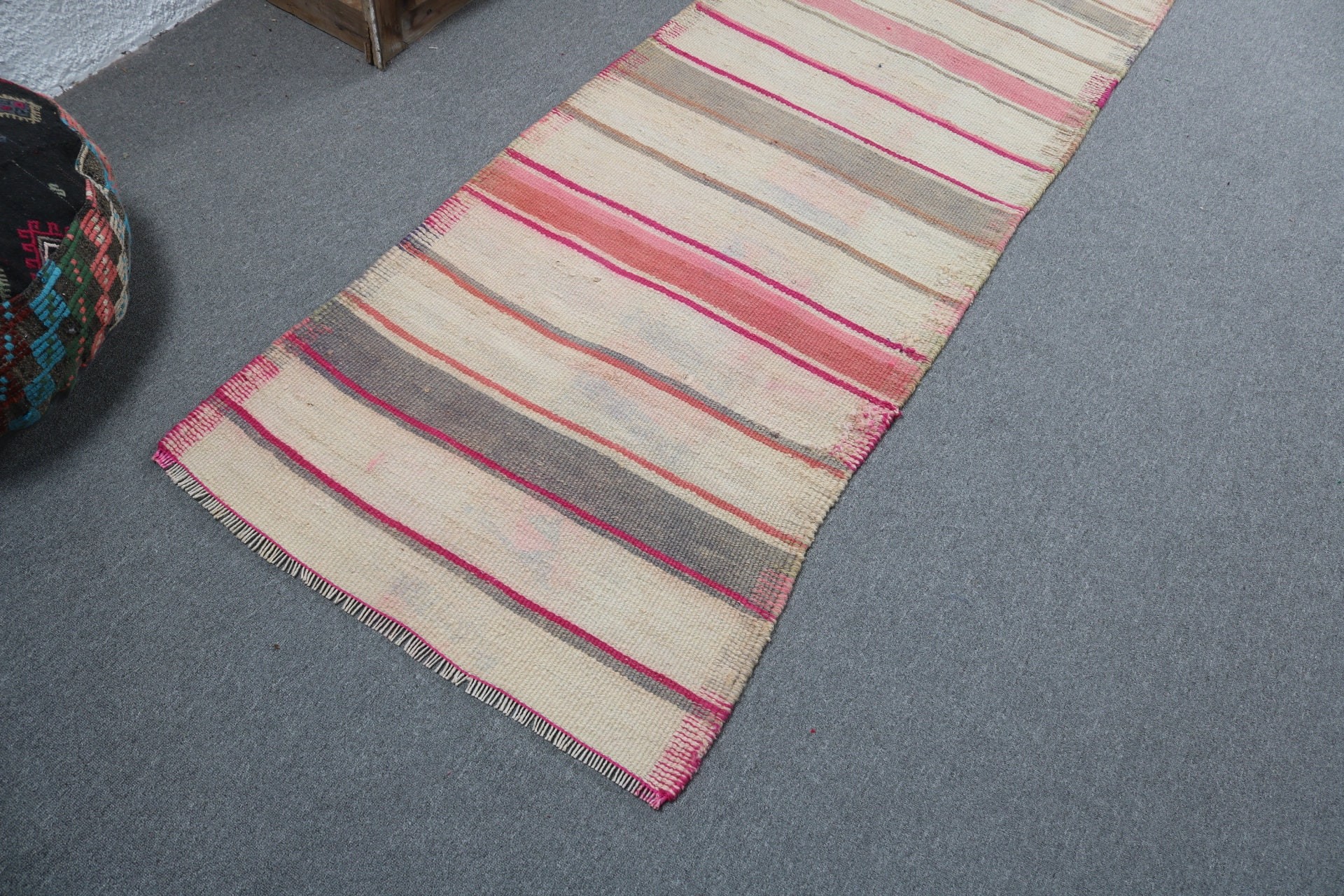 Neutral Rugs, Beni Ourain Runner Rug, Floor Rug, Turkish Rugs, Stair Rug, 2.7x11.2 ft Runner Rug, Beige Kitchen Rug, Boho Rug, Vintage Rug