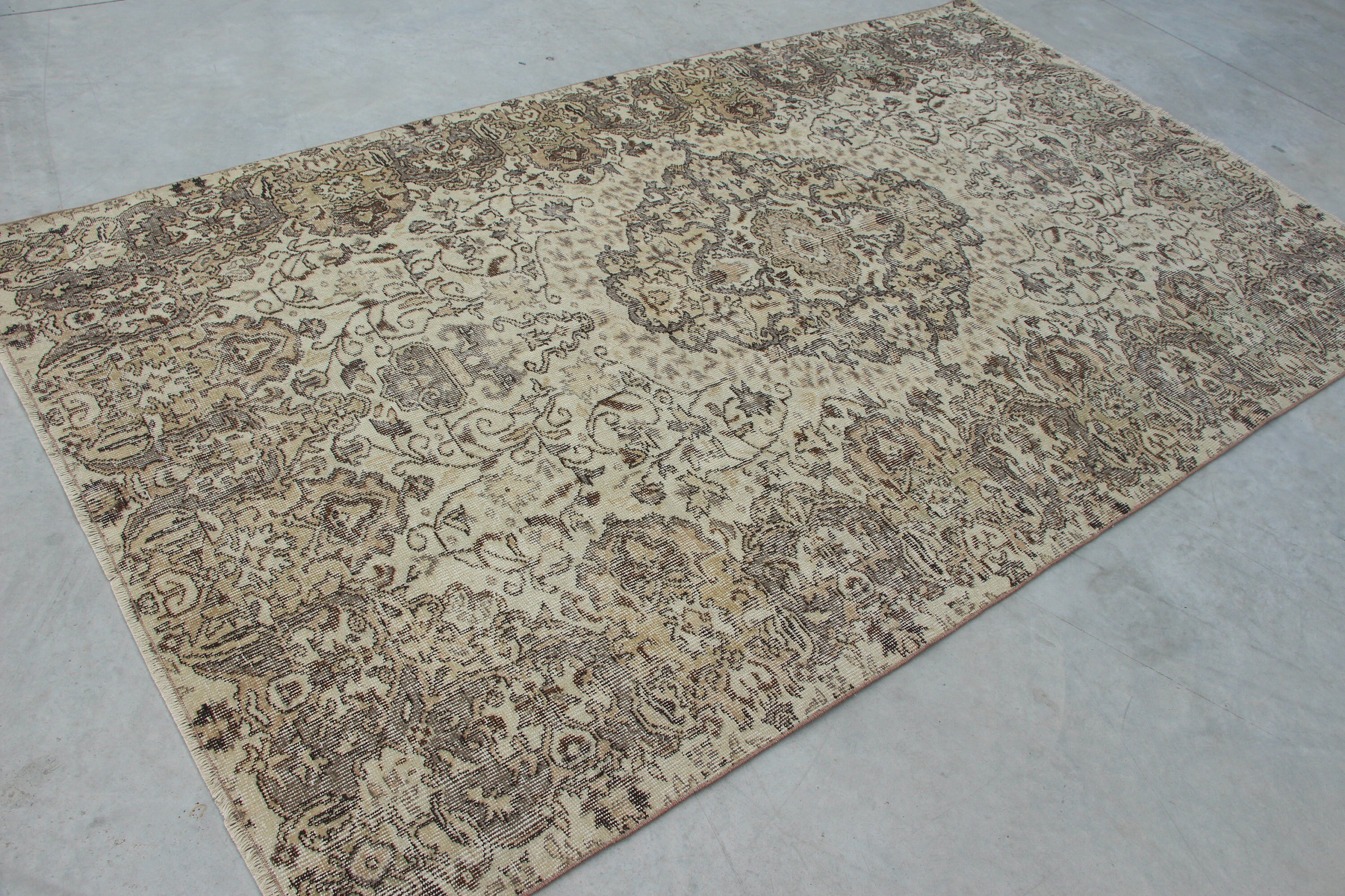 Turkish Rug, 5.5x9.2 ft Large Rug, Dining Room Rug, Vintage Rugs, Oushak Rugs, Turkey Rugs, Bedroom Rug, Beige Antique Rug, Floor Rug