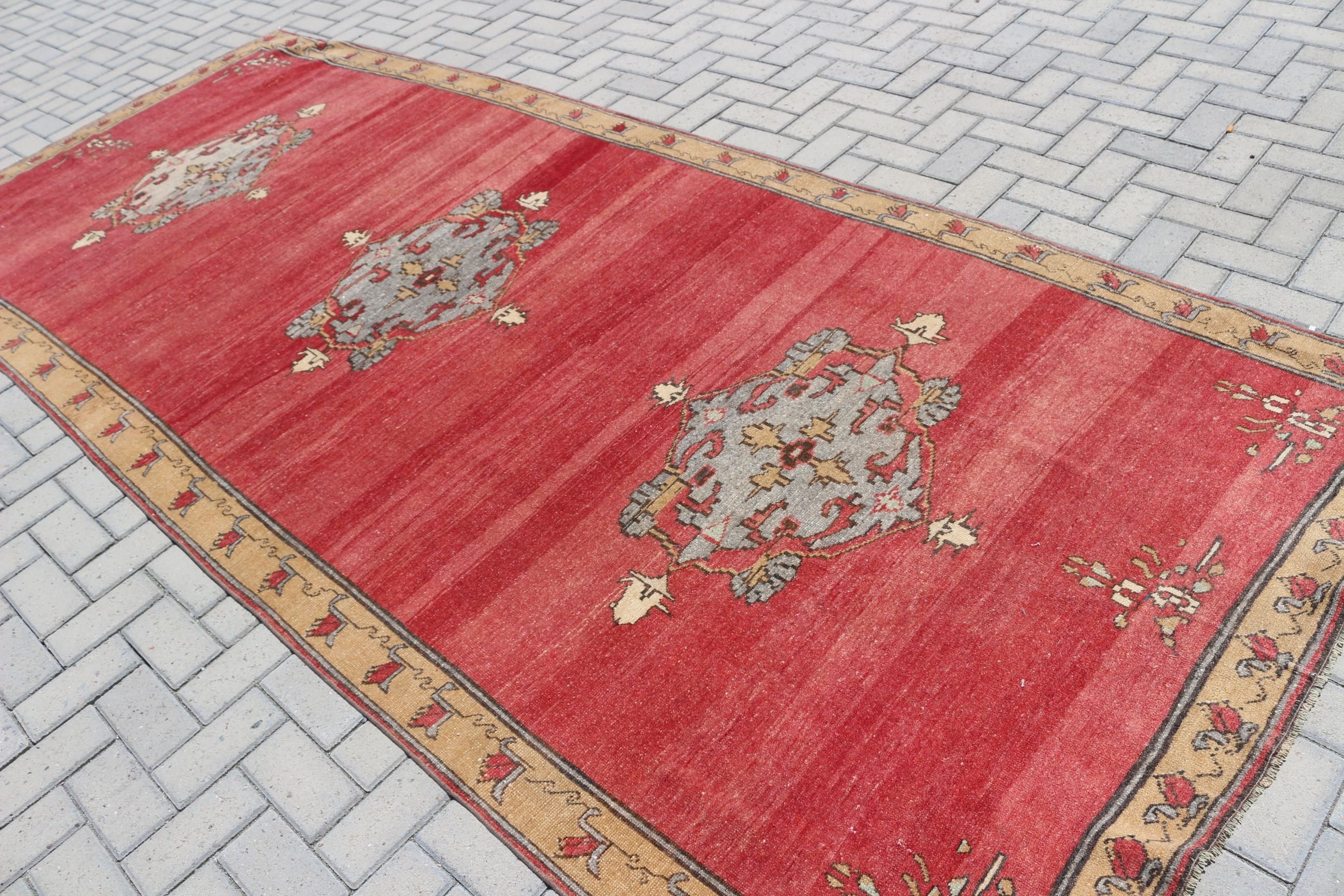 Kırmızı Mutfak Halıları, Eskitilmiş Halı, Vintage Halılar, Oturma Odası Halıları, Fas Halısı, 5x12.2 ft Büyük Halı, Ev Dekor Halısı, Türk Halısı, Salon Halısı