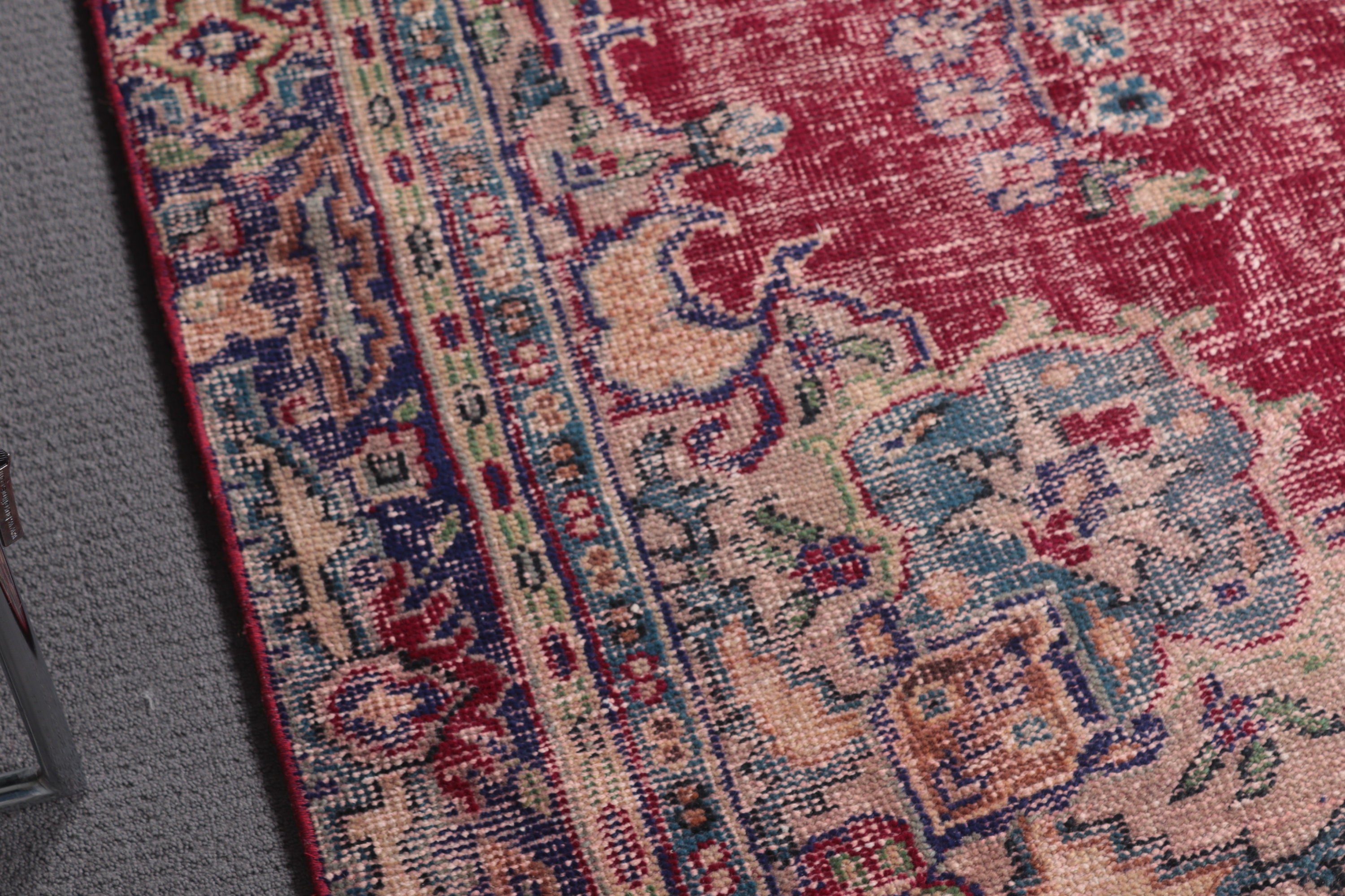 Vintage Halı, 3x9.7 ft Runner Halı, Vintage Runner Halıları, Oryantal Halılar, Koridor Halısı, Kırmızı Yer Halıları, Açıklama Halısı, Türk Halıları