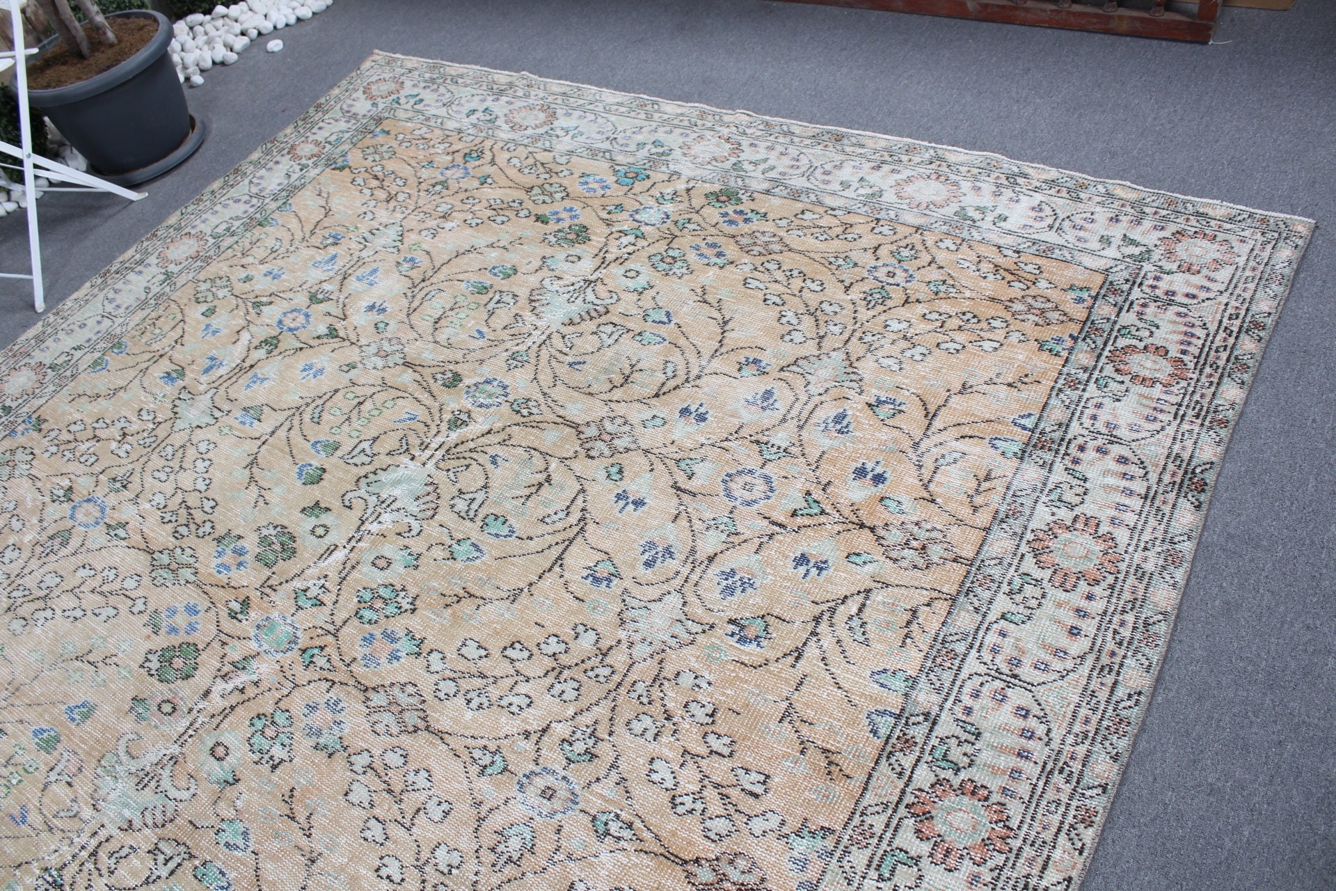 Turuncu Oryantal Halı, Etnik Halılar, Vintage Halı, Yemek Odası Halıları, Salon Halısı, 7.6x11 ft Büyük Boy Halılar, Oryantal Halı, Havalı Halı, Türk Halıları