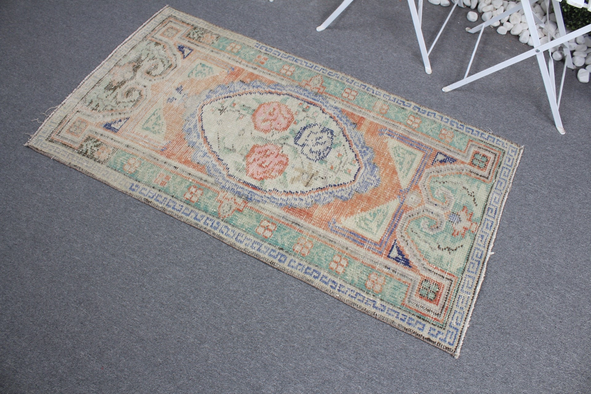 Çocuk Halısı, Yün Halı, Turuncu Antika Halılar, Yatak Odası Halısı, Türk Halısı, Anadolu Halısı, Vintage Halılar, Eskitilmiş Halı, 2,5x4,6 ft Küçük Halılar