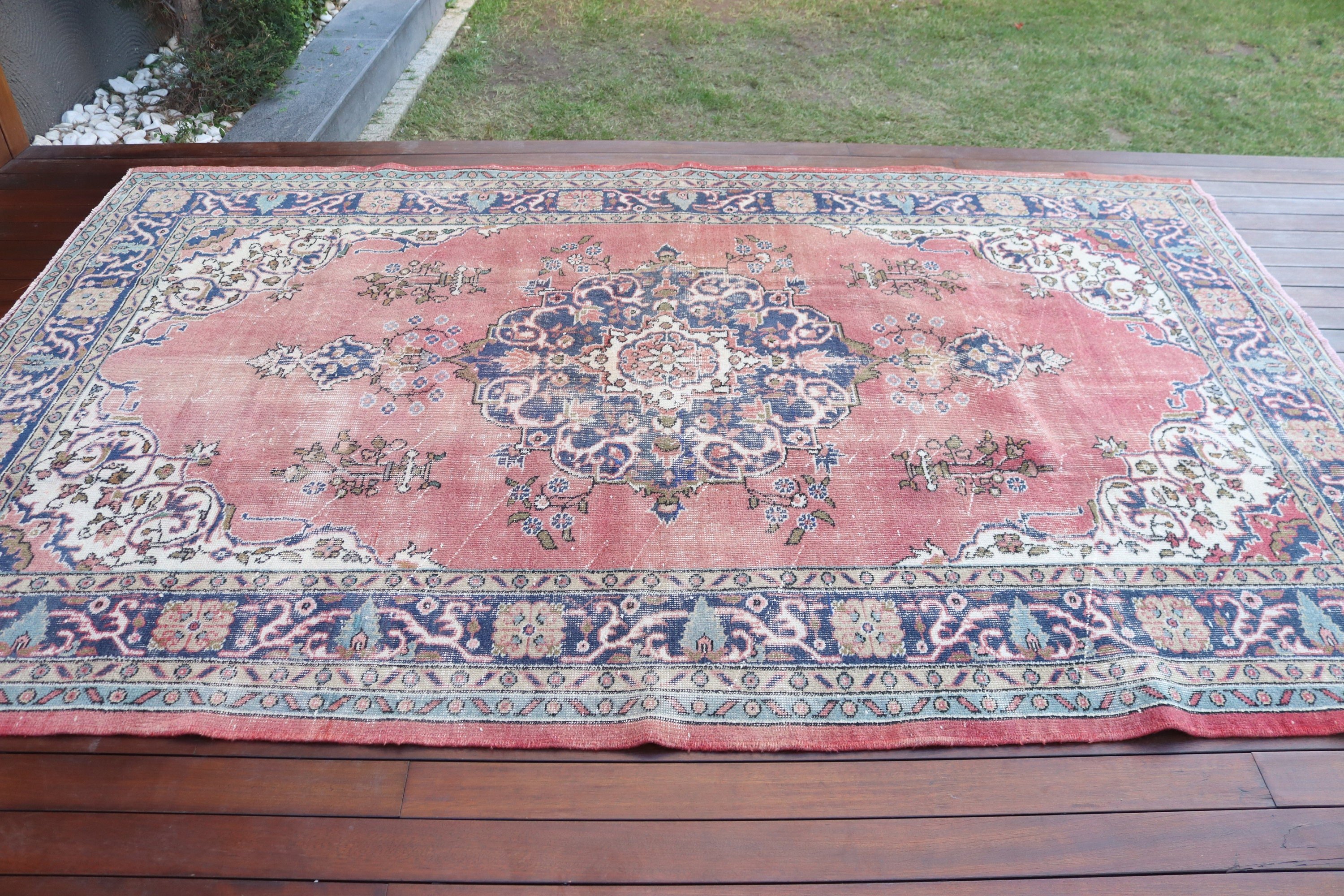 Vintage Rugs, Turkish Rug, 6x9.5 ft Large Rugs, Modern Rugs, Salon Rug, Rugs for Salon, Red Statement Rug, Bedroom Rug