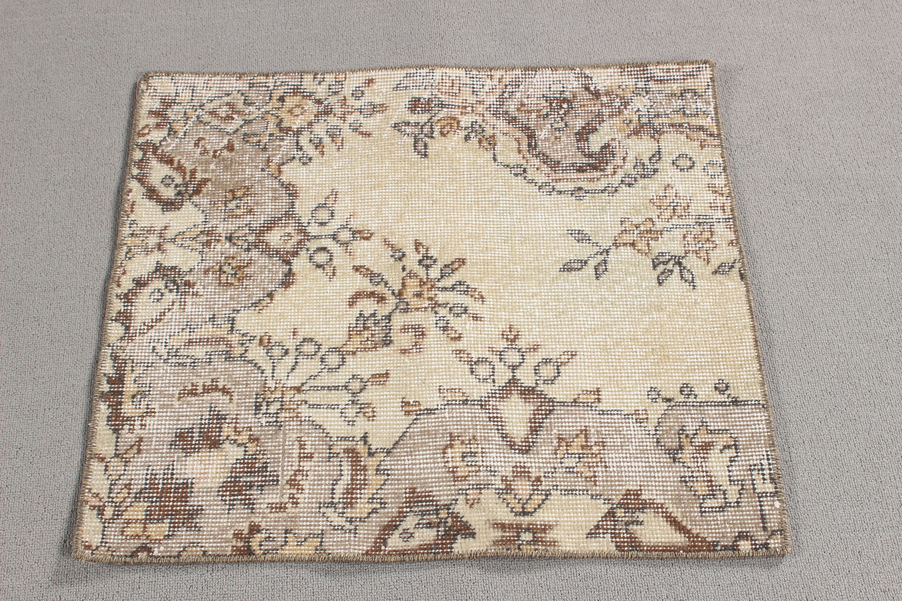 Wall Hanging Rug, Vintage Rug, Cool Rugs, Nursery Rug, Outdoor Rug, Turkish Rug, 1.9x2.1 ft Small Rug, Beige Modern Rugs