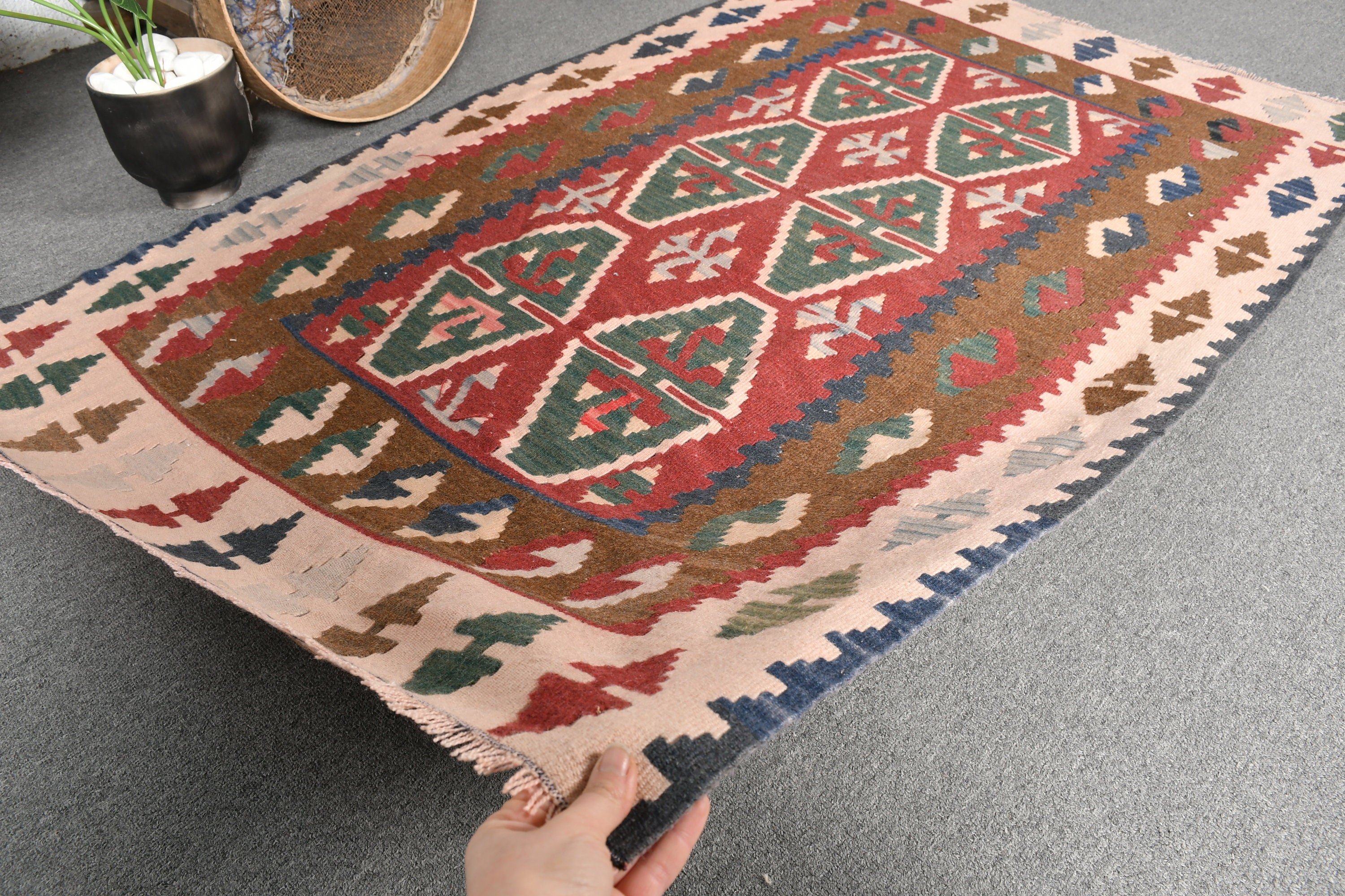 Yer Halıları, Fas Halısı, Yurt Halısı, Vintage Halılar, Türk Halısı, Pembe Oryantal Halı, Giriş Halıları, 3.4x5.5 ft Accent Halı, Kilim, Çocuk Halıları