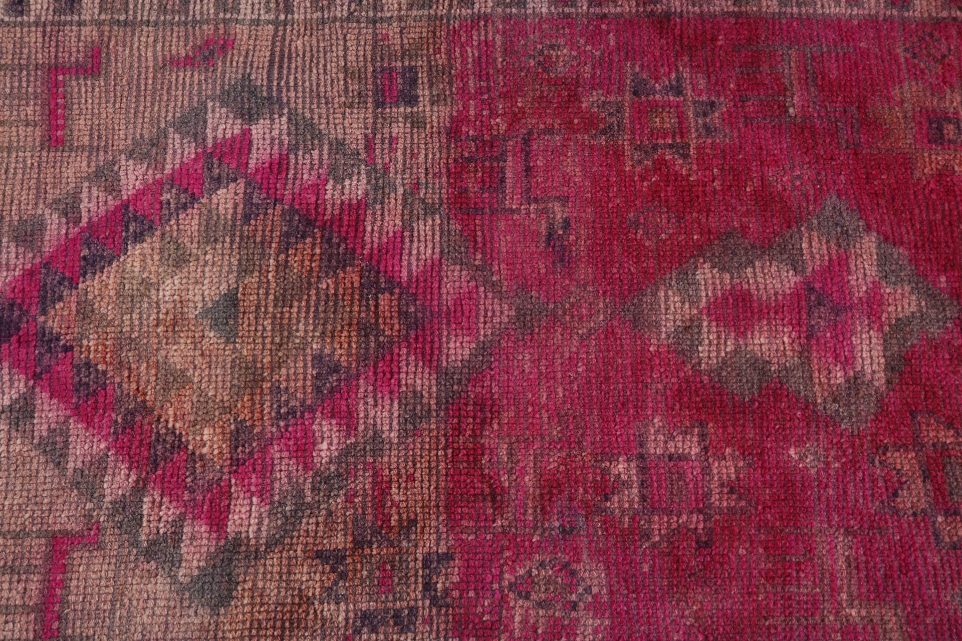 Oriental Rugs, Turkish Rug, Turkey Rug, Pink Geometric Rug, Bohemian Rug, Hallway Rugs, Kitchen Rugs, 2.8x10.4 ft Runner Rugs, Vintage Rugs