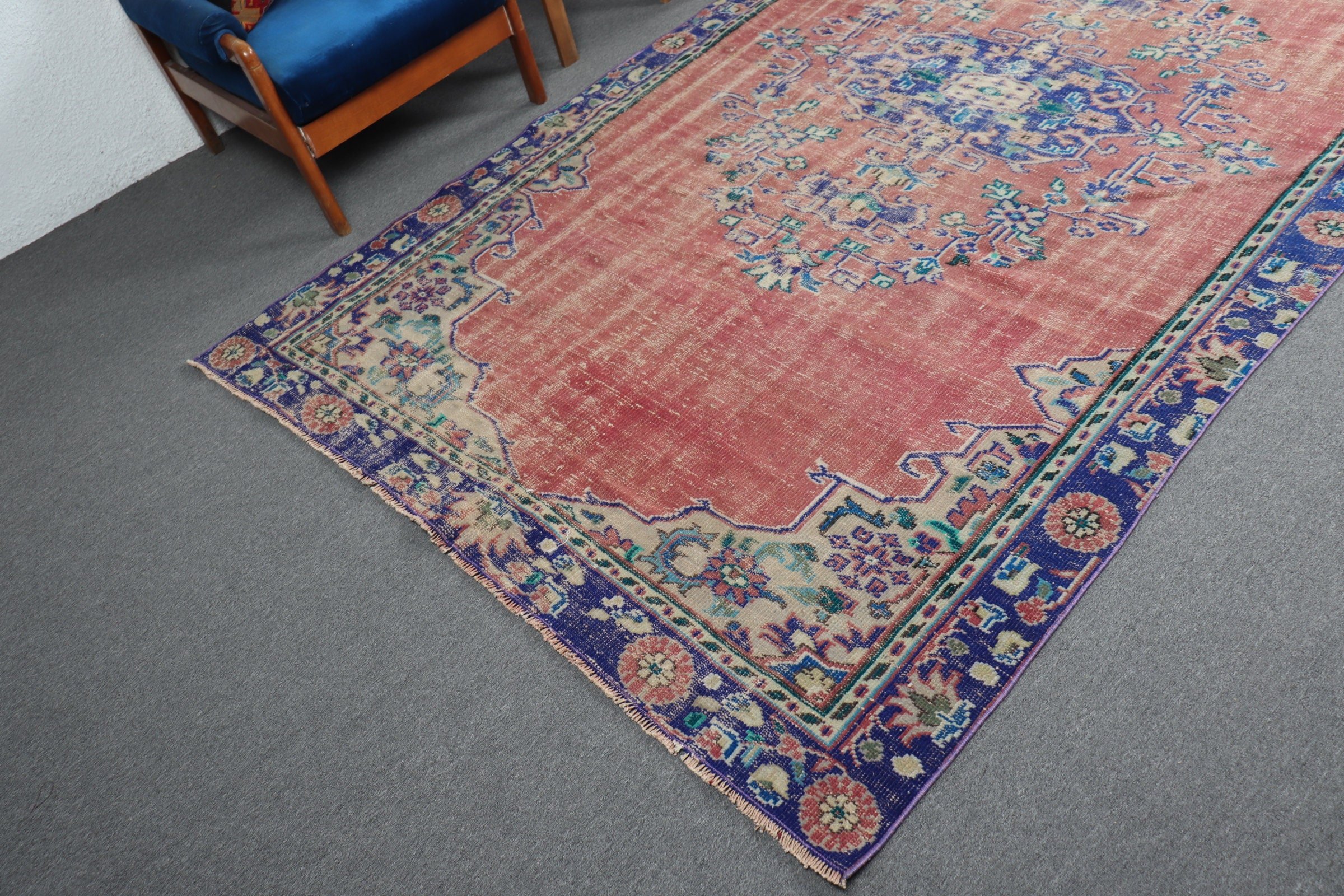 Living Room Rug, Turkish Rugs, Oriental Rug, 6.1x10.2 ft Large Rugs, Salon Rug, Ethnic Rug, Vintage Rugs, Kitchen Rug, Orange Bedroom Rugs