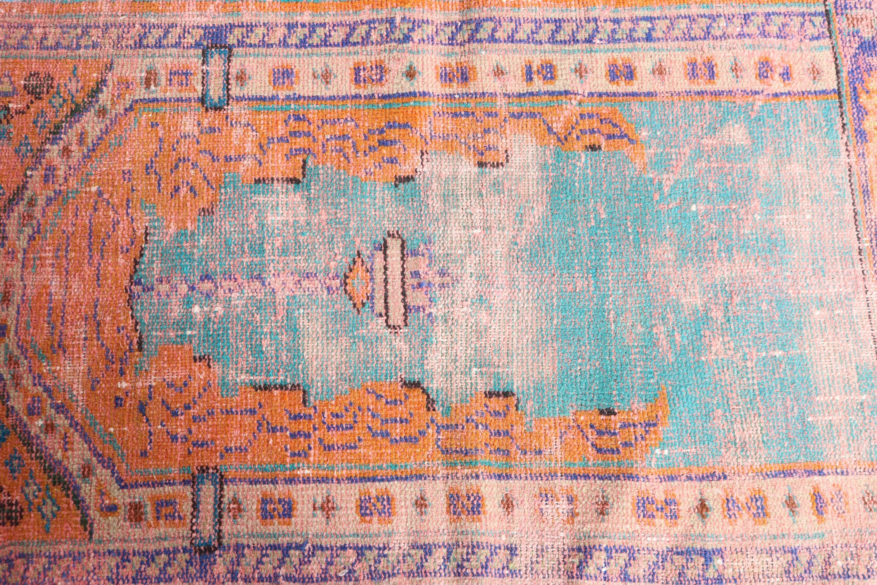 2.2x3.4 ft Small Rug, Turkish Rug, Blue Floor Rugs, Entry Rug, Vintage Rug, Kitchen Rugs, Modern Rug, Geometric Rug, Rugs for Small Area