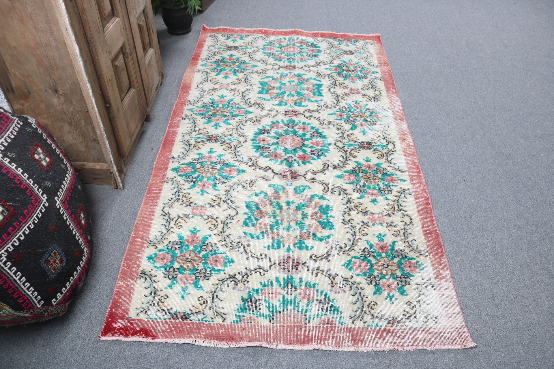 3.8x7 ft Alan Halıları, Türk Halıları, Yatak Odası Halısı, Geometrik Halılar, Vintage Halı, Lüks Halı, Bej Anadolu Halıları, Soğuk Halı, Yemek Odası Halıları