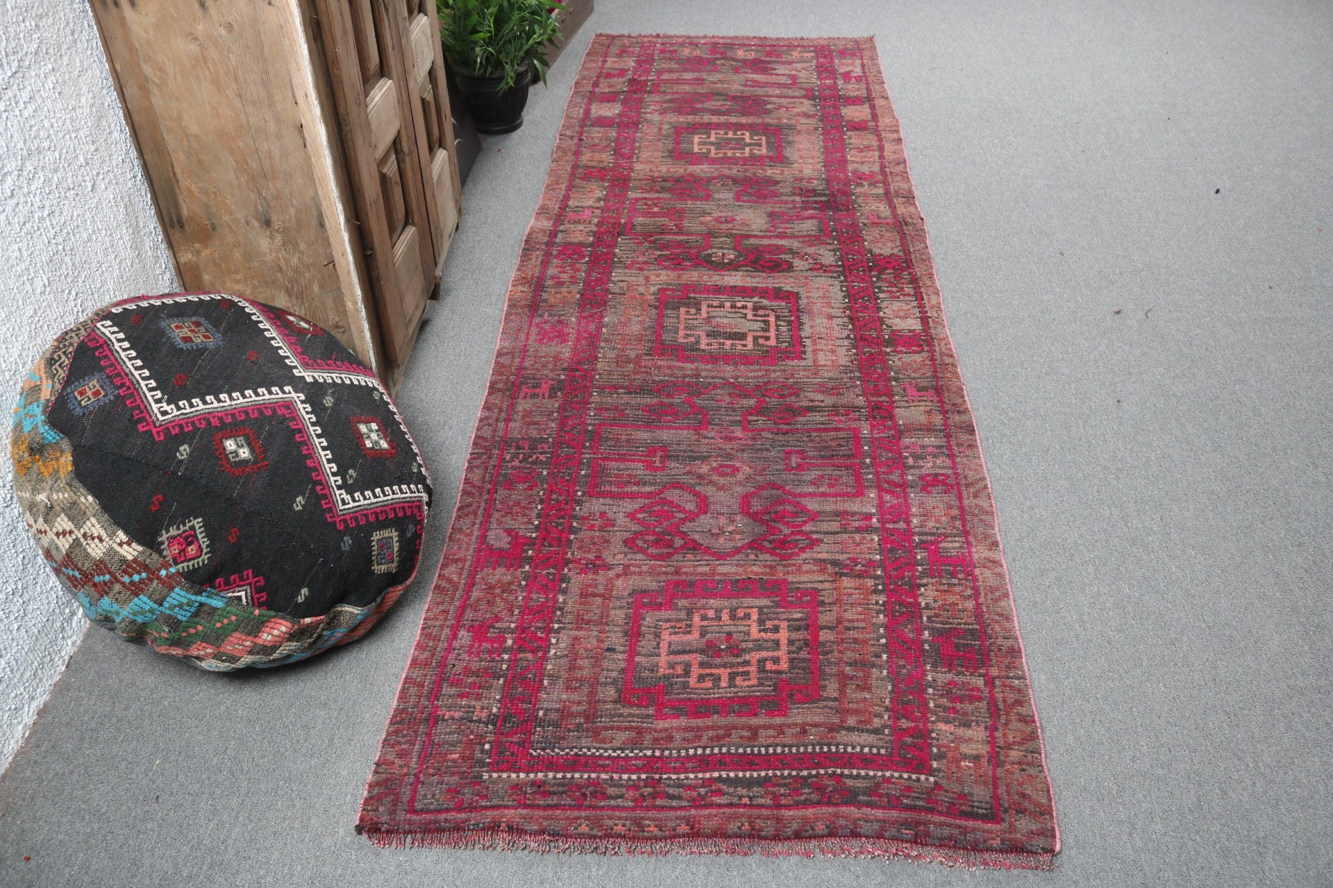 3.3x9.9 ft Runner Rug, Hallway Rugs, Pink Flatweave Rug, Moroccan Rug, Vintage Rugs, Kitchen Rug, Aztec Rugs, Bedroom Rug, Turkish Rug