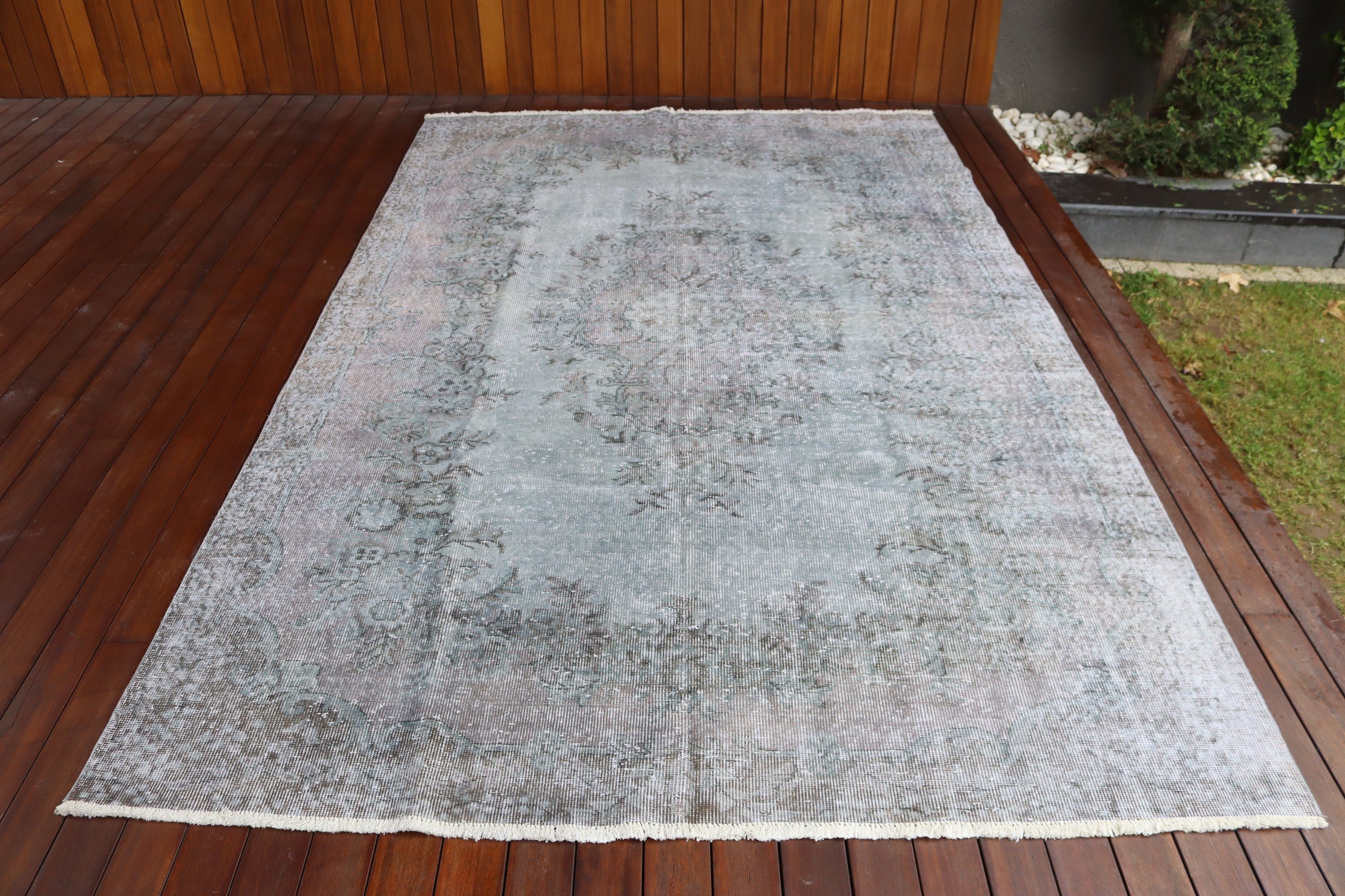 Lüks Halılar, 6x9.6 ft Büyük Halılar, Gri Yatak Odası Halıları, Türk Halıları, Yatak Odası Halısı, Vintage Halı, Büyük Oushak Halısı, Büyük Vintage Halılar