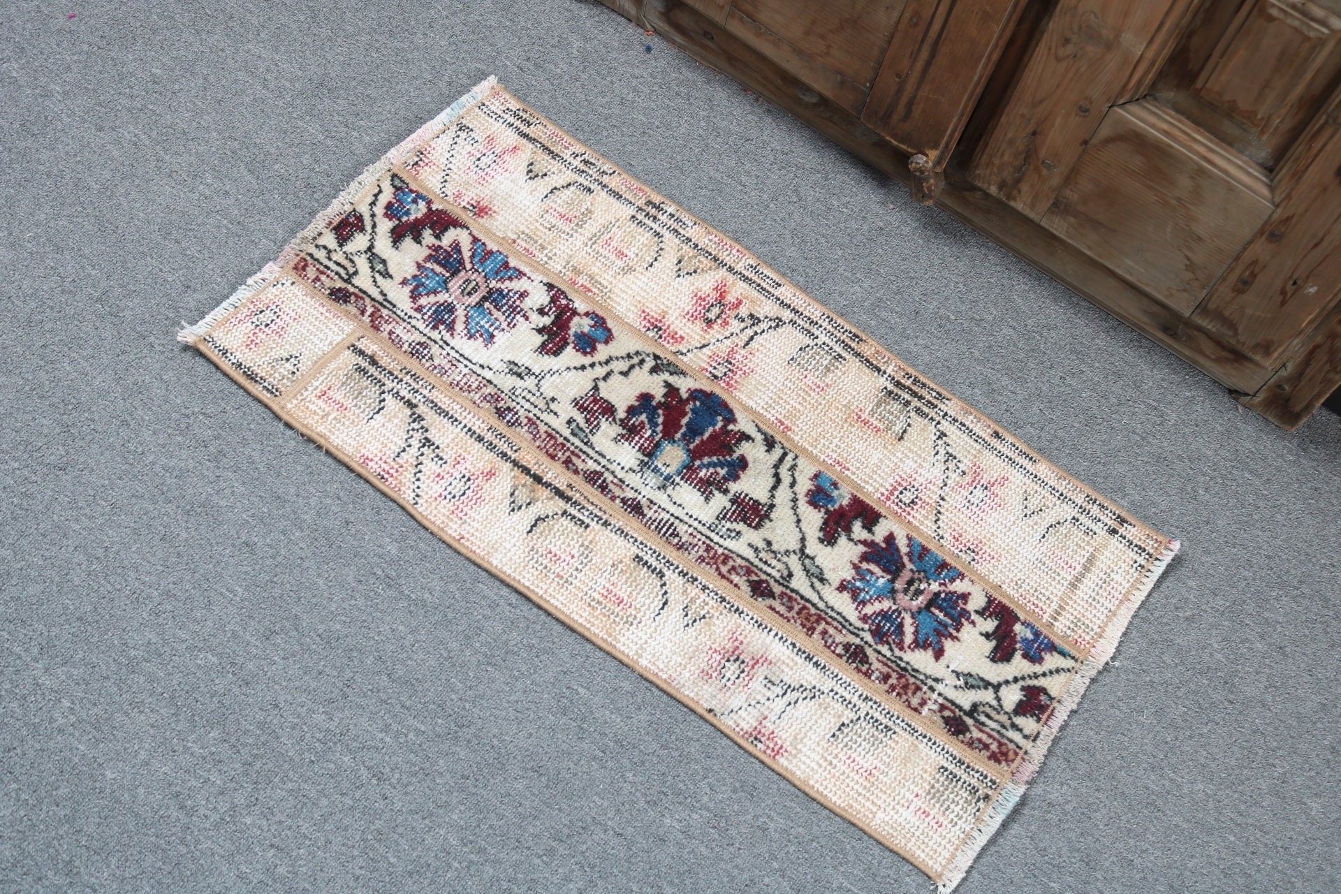 Floor Rug, 1.4x2.6 ft Small Rugs, Anatolian Rug, Bathroom Rug, Vintage Rugs, Turkish Rug, Beige Home Decor Rugs, Handmade Rug, Nursery Rugs