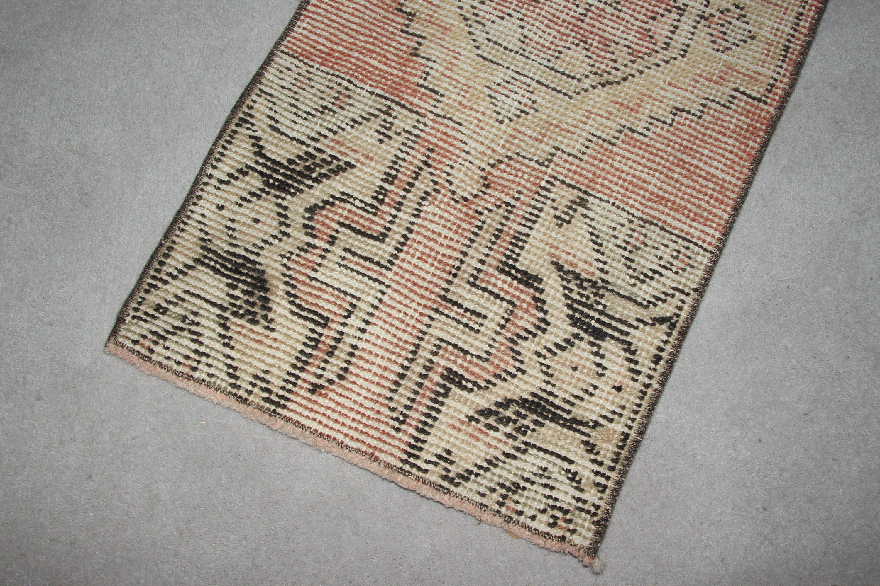 Vintage Rug, Tribal Rug, Bathroom Rugs, Kitchen Rug, Turkish Rug, Beige  1.3x2.9 ft Small Rugs, Wall Hanging Rugs, Bedroom Rug