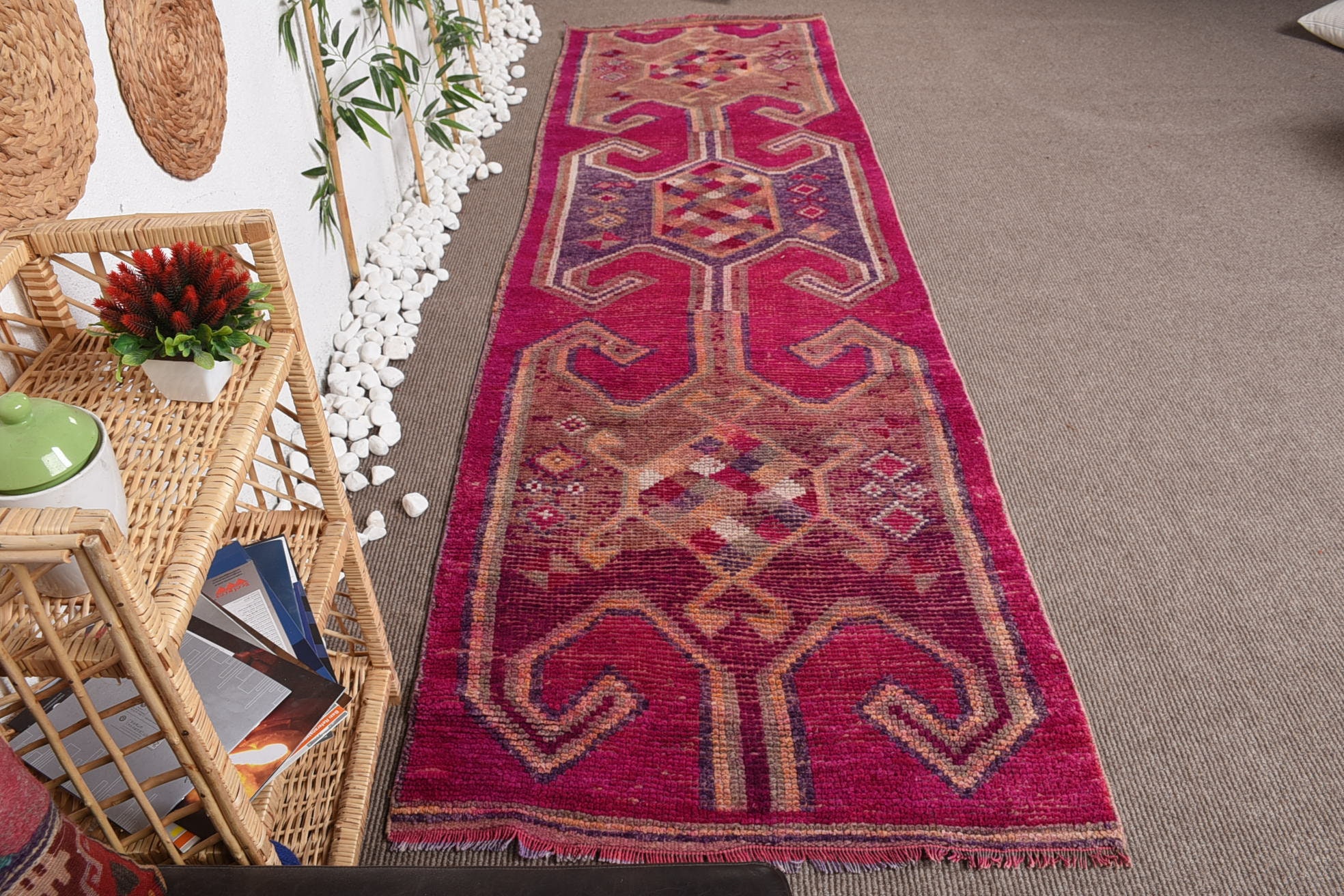 Oushak Rugs, Turkish Rugs, Stair Rug, Kitchen Rug, Vintage Rug, 3.3x11.2 ft Runner Rugs, Rugs for Corridor, Abstract Rug, Hallway Rugs