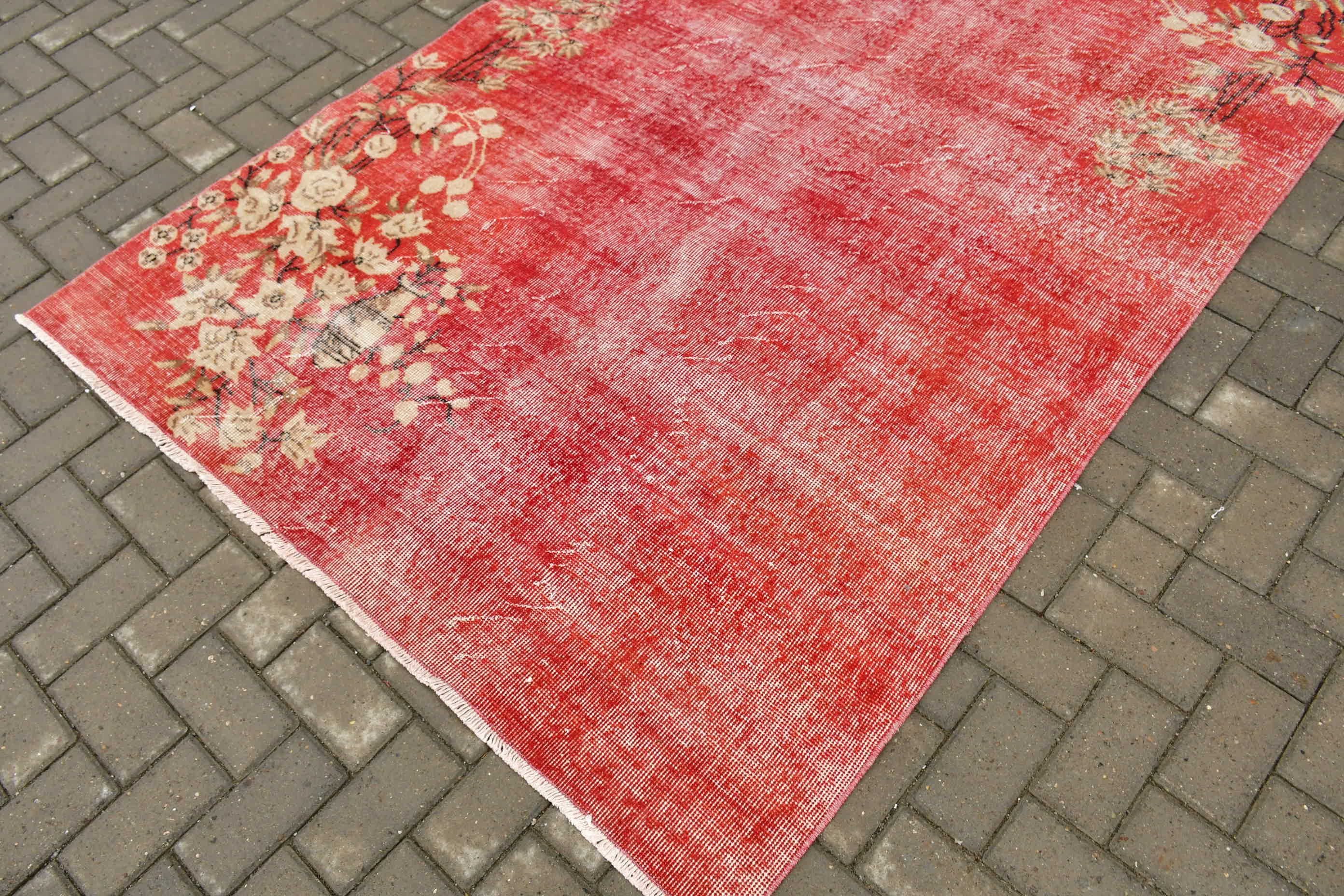 Dining Room Rug, 5x8.7 ft Large Rug, Kitchen Rug, Vintage Rugs, Turkish Rug, Red Bedroom Rug, Salon Rug, Boho Rug, Art Rug, Home Decor Rug