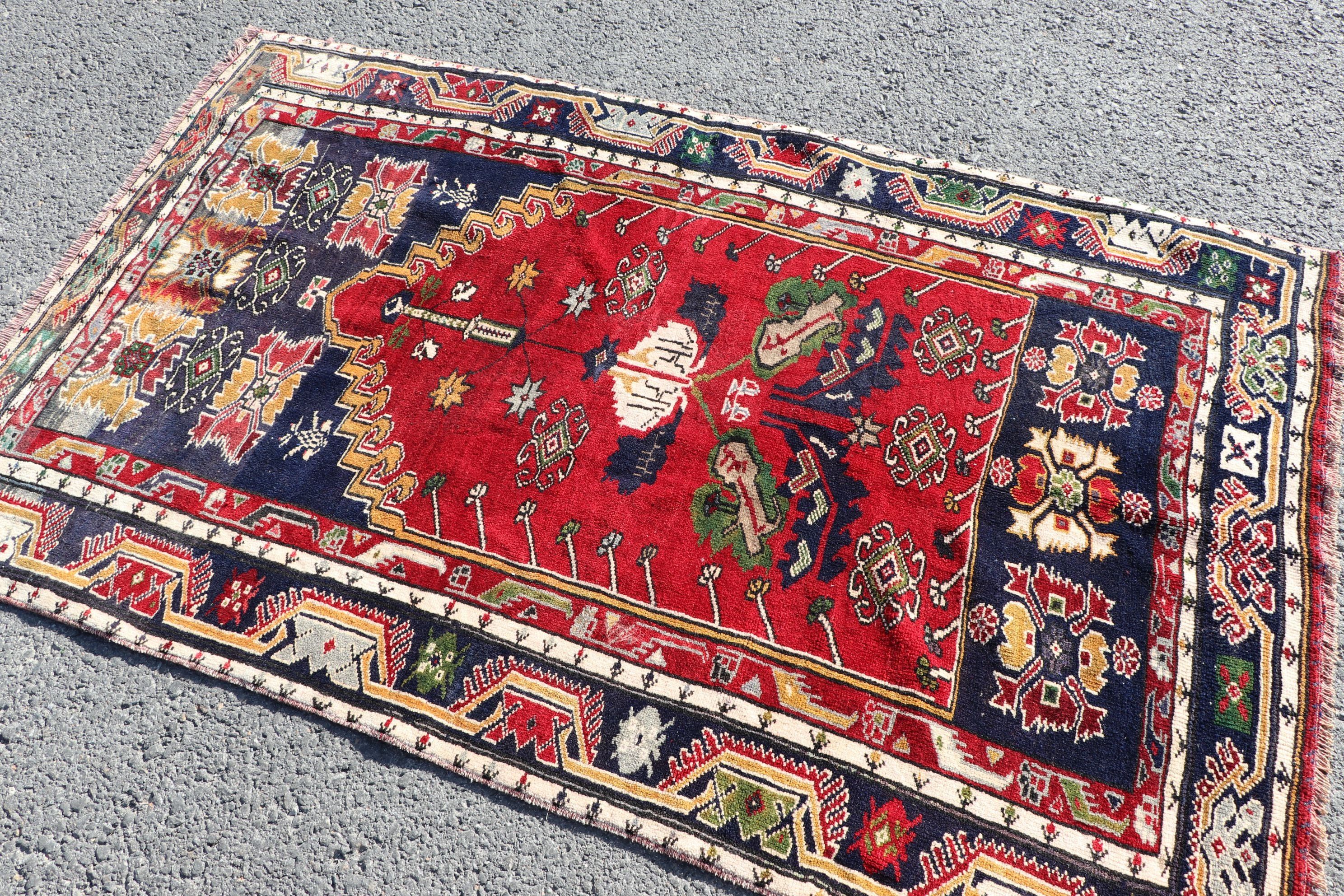 Antique Rug, Rugs for Entry, Red Moroccan Rugs, Turkish Rugs, 3.6x6 ft Accent Rug, Bedroom Rug, Vintage Rug, Nursery Rugs