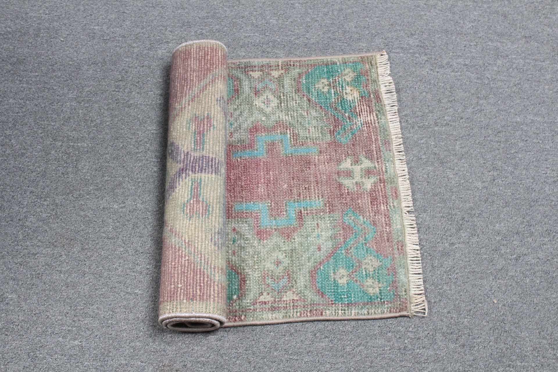 Mor Mutfak Halısı, Giriş Halıları, Vintage Halı, Antika Halı, Araba Paspas Halısı, 1.5x3 ft Küçük Halılar, Türk Halısı, Banyo Halısı