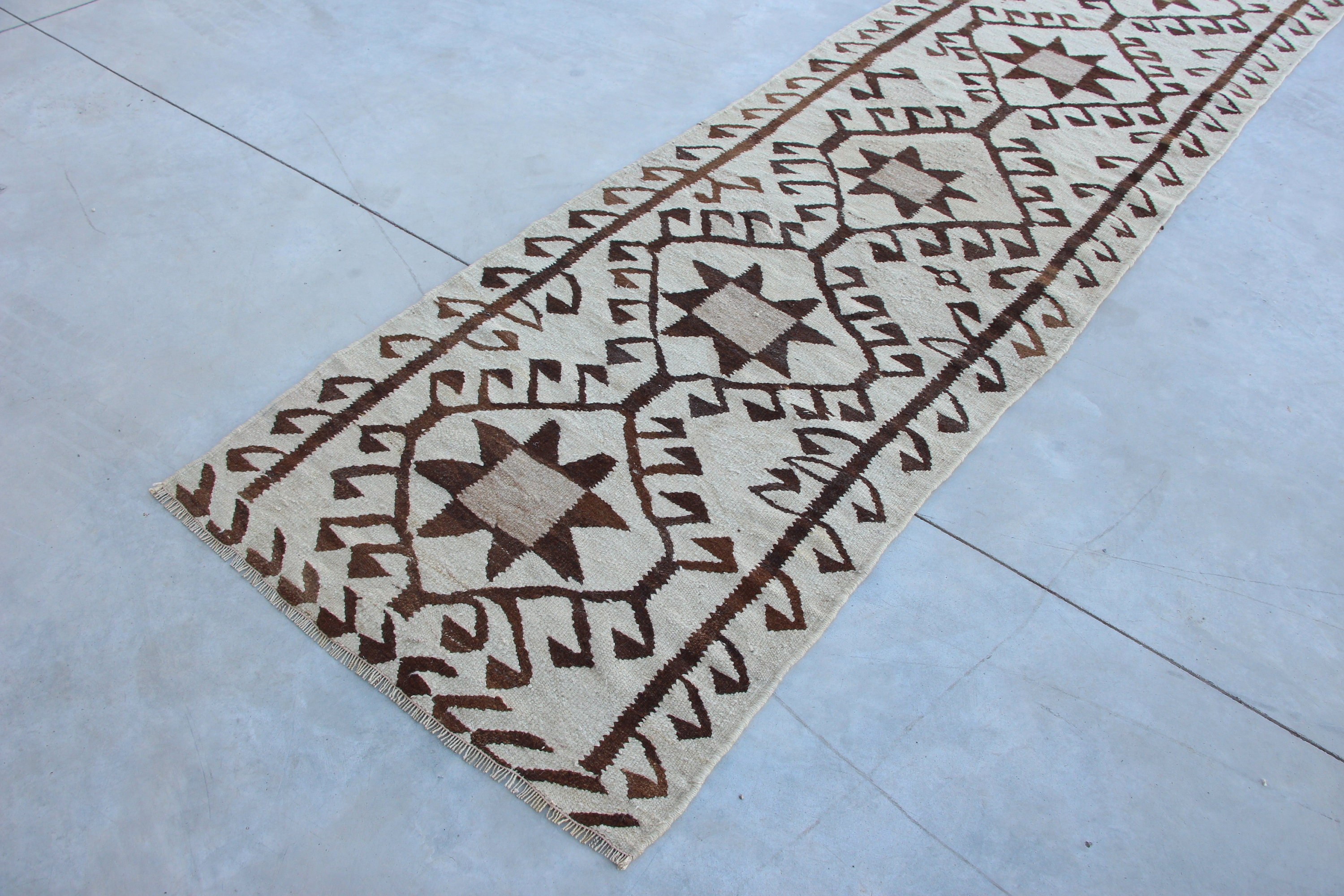 Vintage Rug, Floor Rug, Corridor Rugs, Kilim, Home Decor Rug, 3x11.4 ft Runner Rugs, Stair Rug, Boho Rug, Beige Antique Rug, Turkish Rug