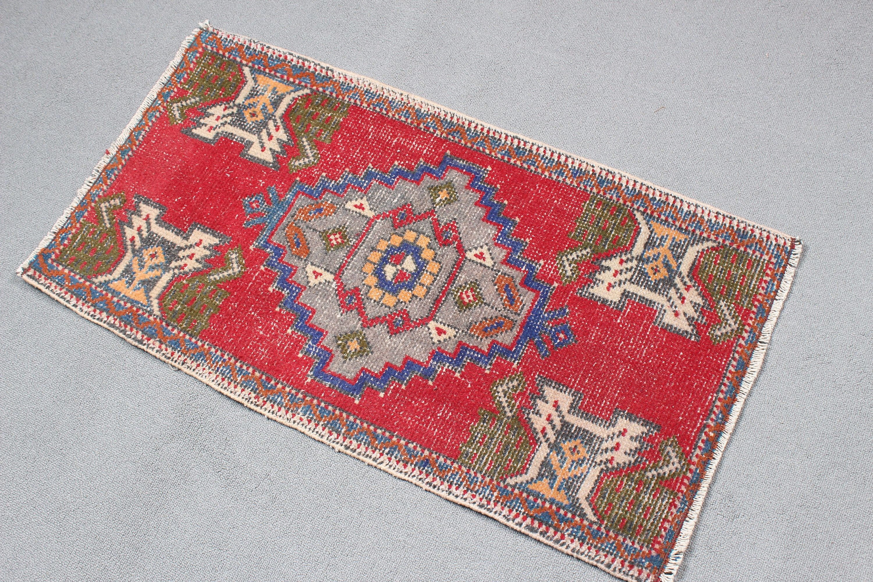 Bathroom Rugs, Wool Bath Mat Rug, Vintage Rug, Kitchen Rugs, Red Bedroom Rug, Turkish Rug, 1.6x3.1 ft Small Rug, Oriental Rugs, Car Mat Rug