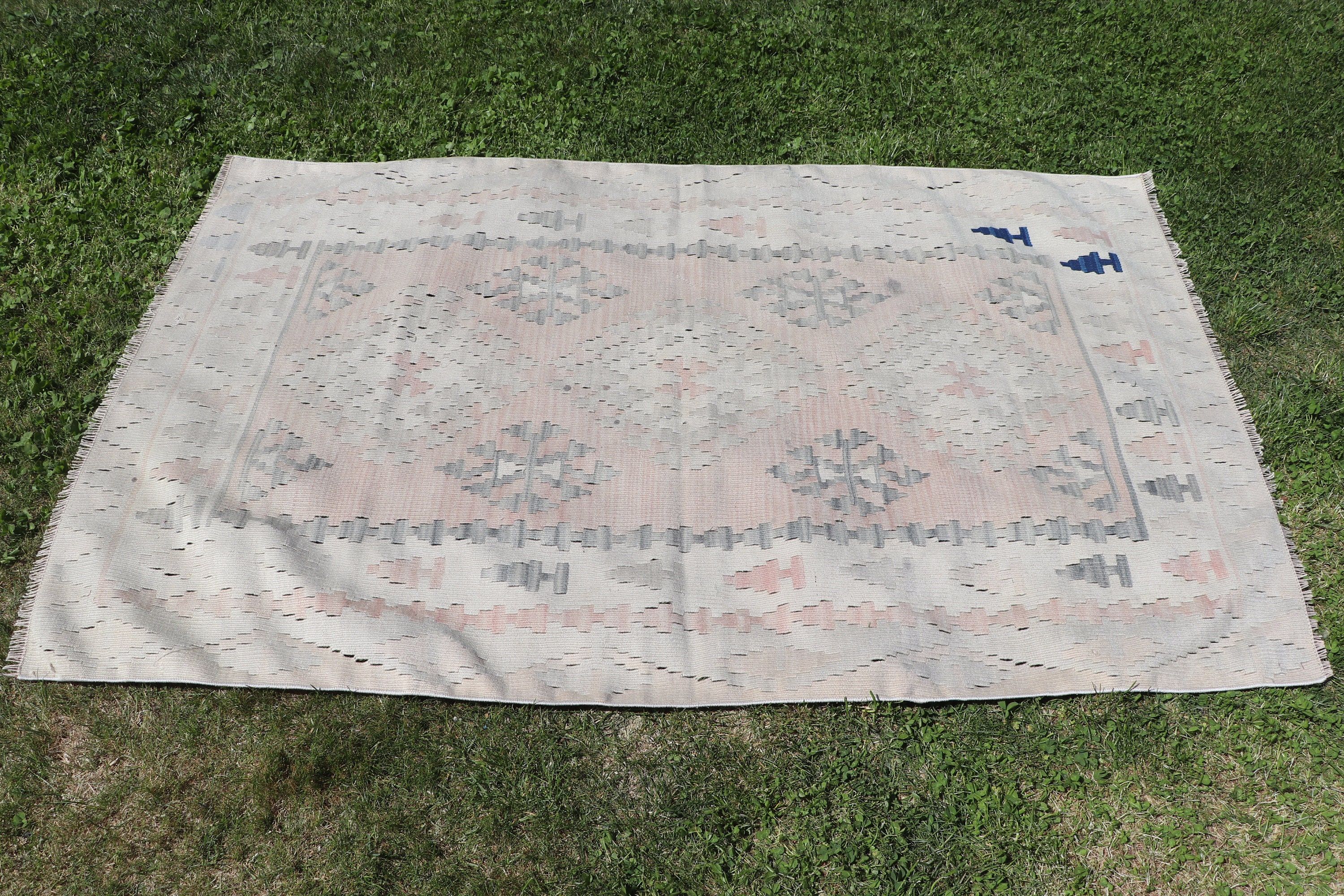 Mavi Düz Dokuma Halı, 3,4x5,5 ft Vurgulu Halılar, Nötr Halılar, Türk Halısı, Yatak Odası Halıları, Vintage Vurgulu Halılar, Kilim, Vintage Halılar, Türkiye Halıları