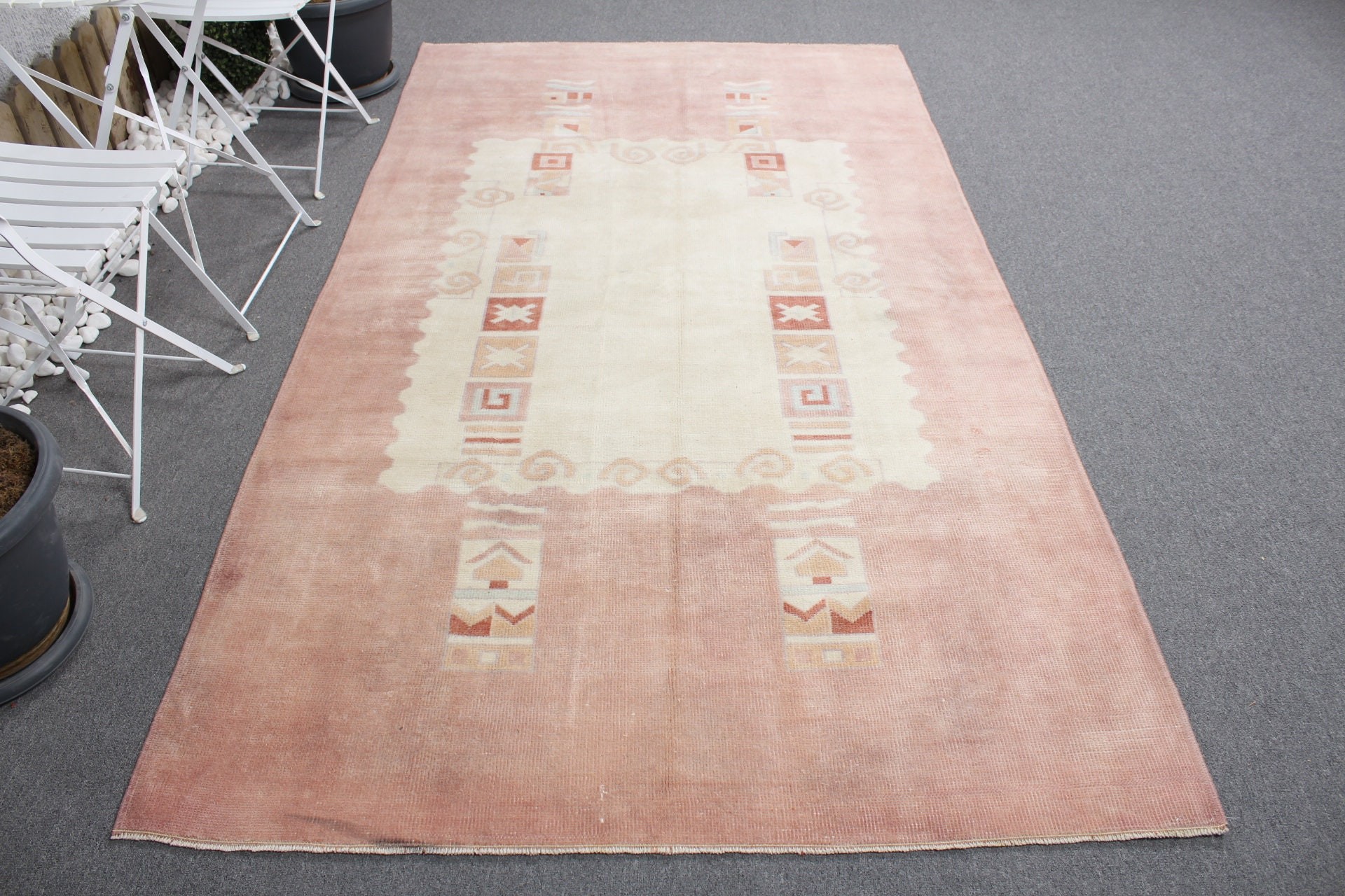 Dining Room Rug, Vintage Rugs, Turkish Rug, 4.9x8.7 ft Large Rug, Moroccan Rug, Salon Rug, Pink Moroccan Rug, Wool Rug, Handmade Rugs