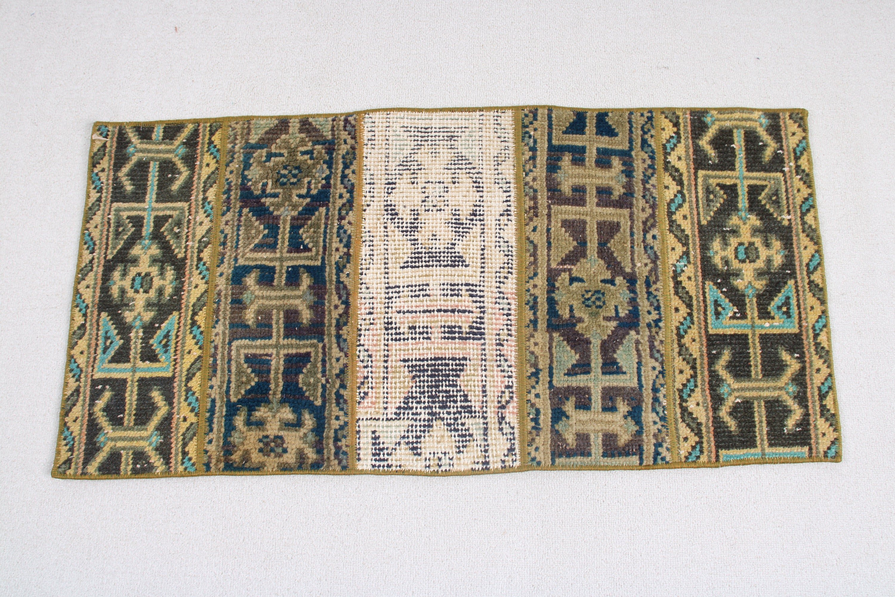 1.6x3.2 ft Küçük Halı, Yatak Odası Halısı, Türk Halıları, Araba Paspas Halıları, Küçük Alan Halıları, Geometrik Halı, Vintage Halılar, Mavi Nötr Halılar