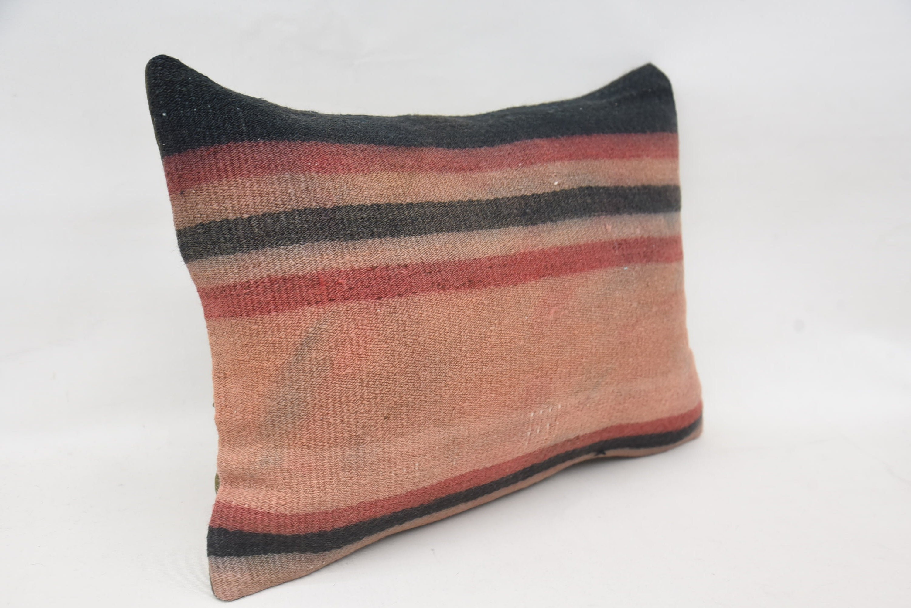 Ethnical Kilim Rug Pillow, Crochet Pattern Cushion Cover, Aztec Cushion, Interior Designer Pillow, 16"x24" Pink Pillow, Boho Pillow