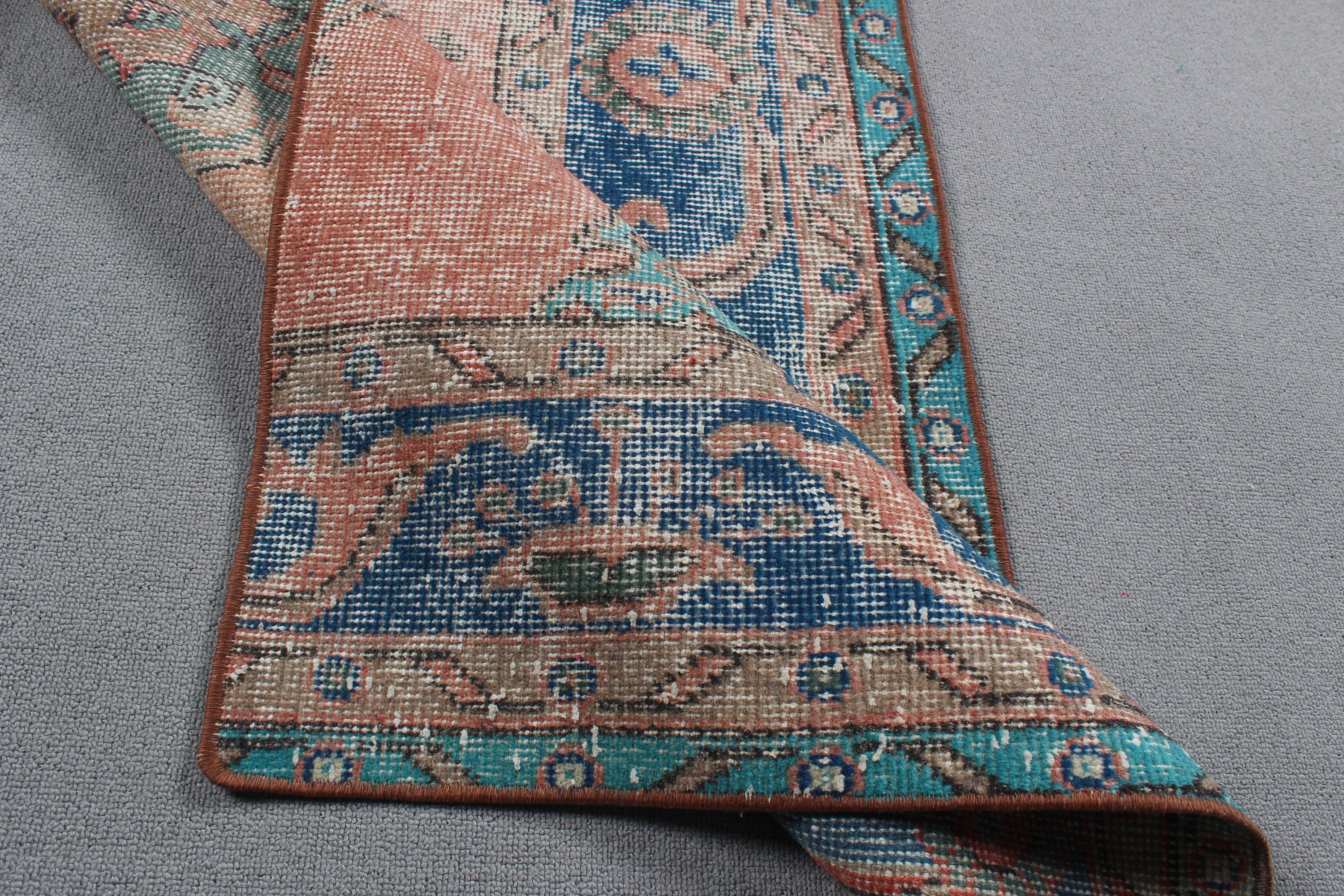 Oriental Rug, Organic Rug, Vintage Rugs, Neutral Rugs, Turkish Rug, 2.1x4.8 ft Small Rugs, Small Boho Rugs, Blue Modern Rug, Small Area Rug