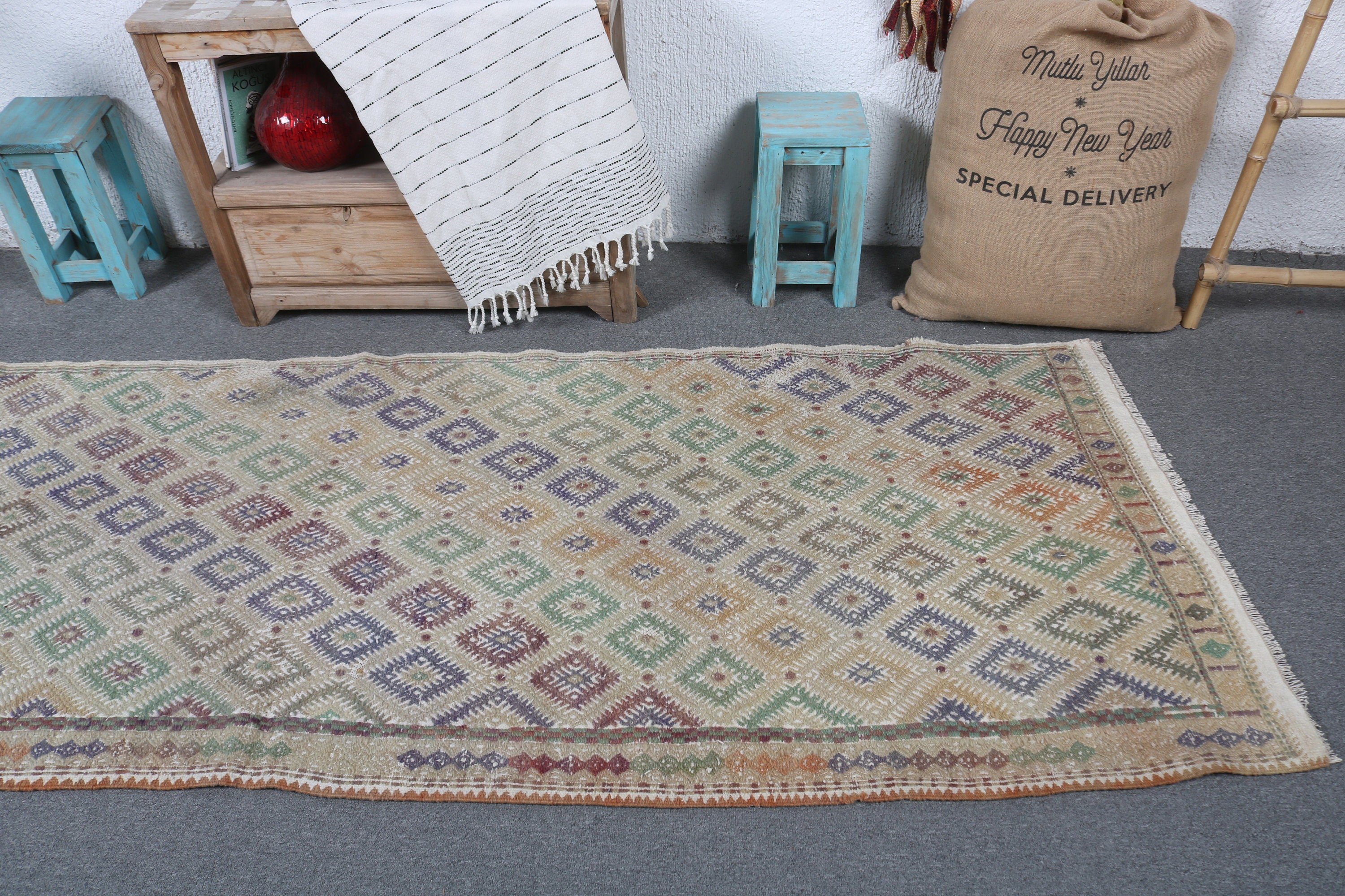 3.1x9.3 ft Runner Rugs, Turkish Rug, Long Runner Rug, Kitchen Rugs, Beige Neutral Rug, Modern Rugs, Kilim, Vintage Rugs, Anatolian Rugs