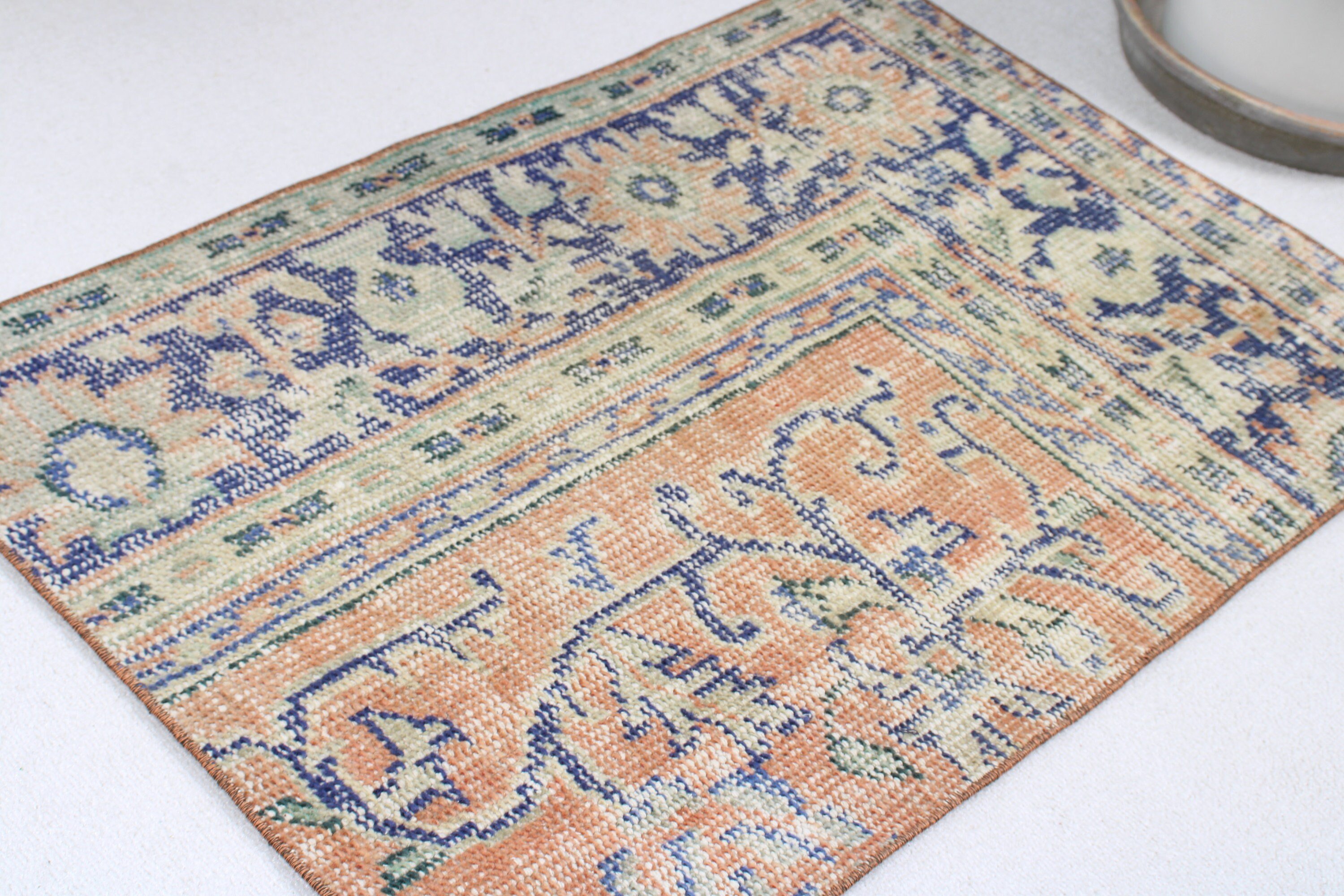 Turkish Rugs, 1.9x2.9 ft Small Rug, Car Mat Rug, Statement Rugs, Floor Rugs, Small Vintage Rug, Blue Modern Rug, Bohemian Rug, Vintage Rugs