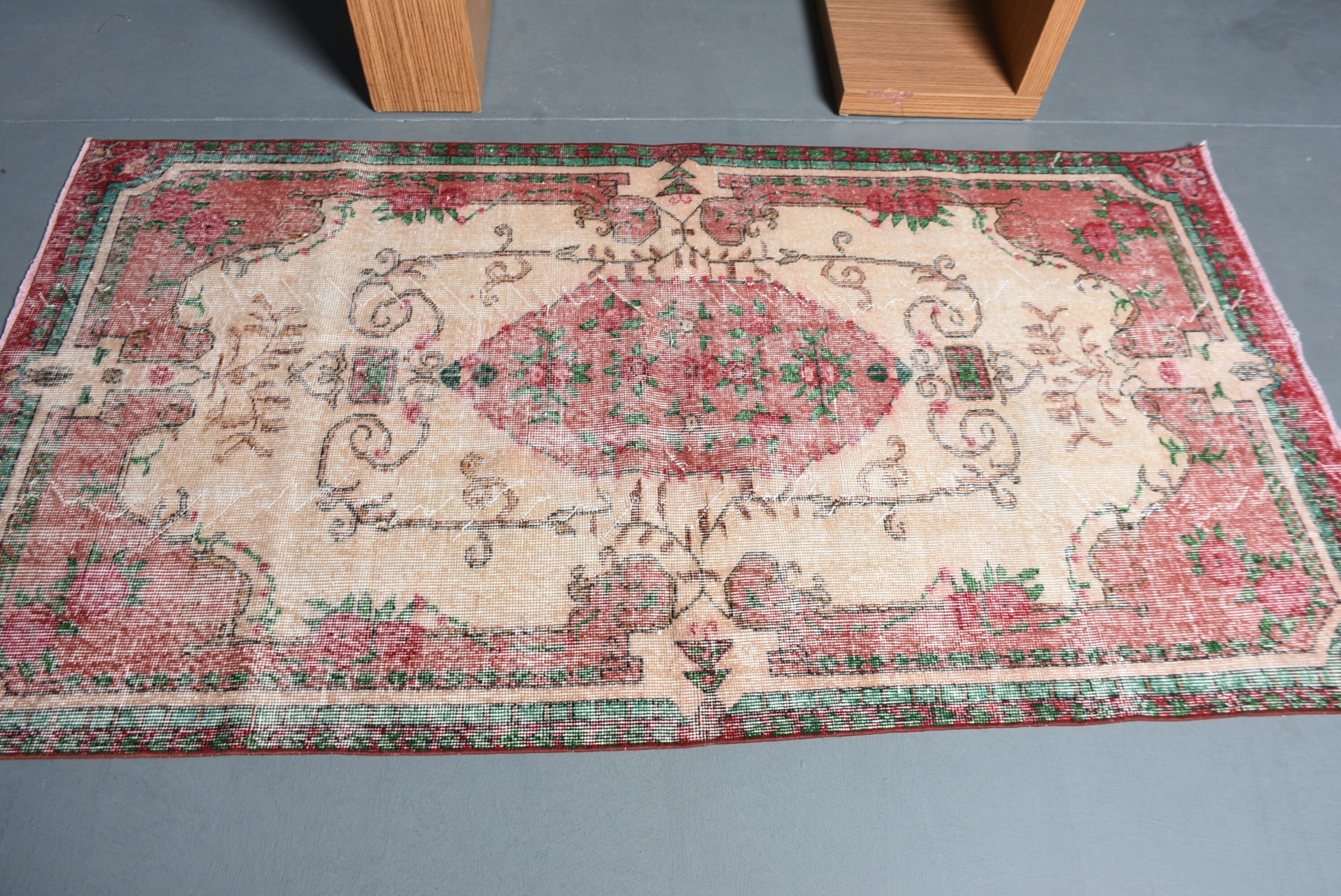 Cool Rugs, Beige Oriental Rug, Pastel Rugs, Dining Room Rug, Vintage Rugs, Living Room Rugs, Antique Rug, 3.7x7 ft Area Rugs, Turkish Rug